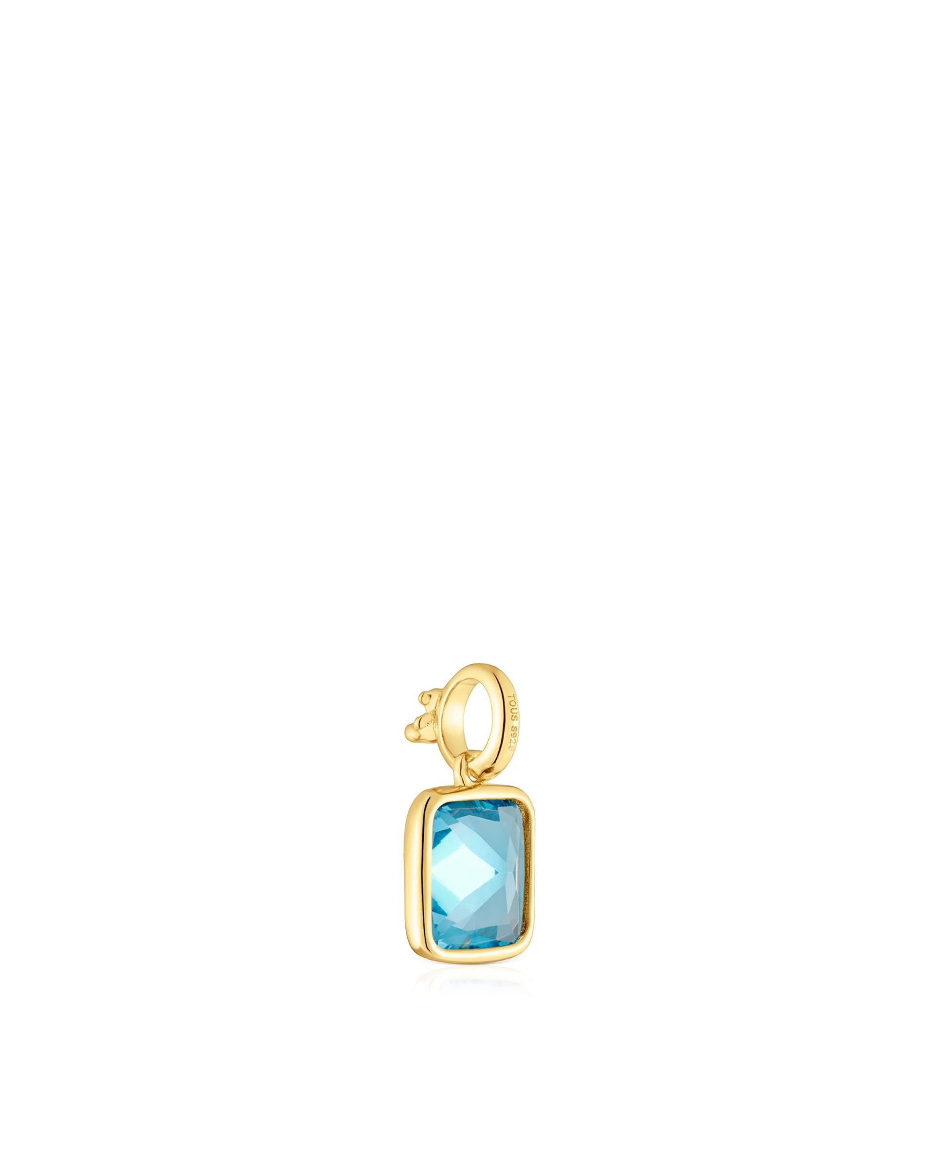 Pendente Medallions Pequeno Banhado em Ouro 18 Kt Sobre Prata com Topázio Azul-3