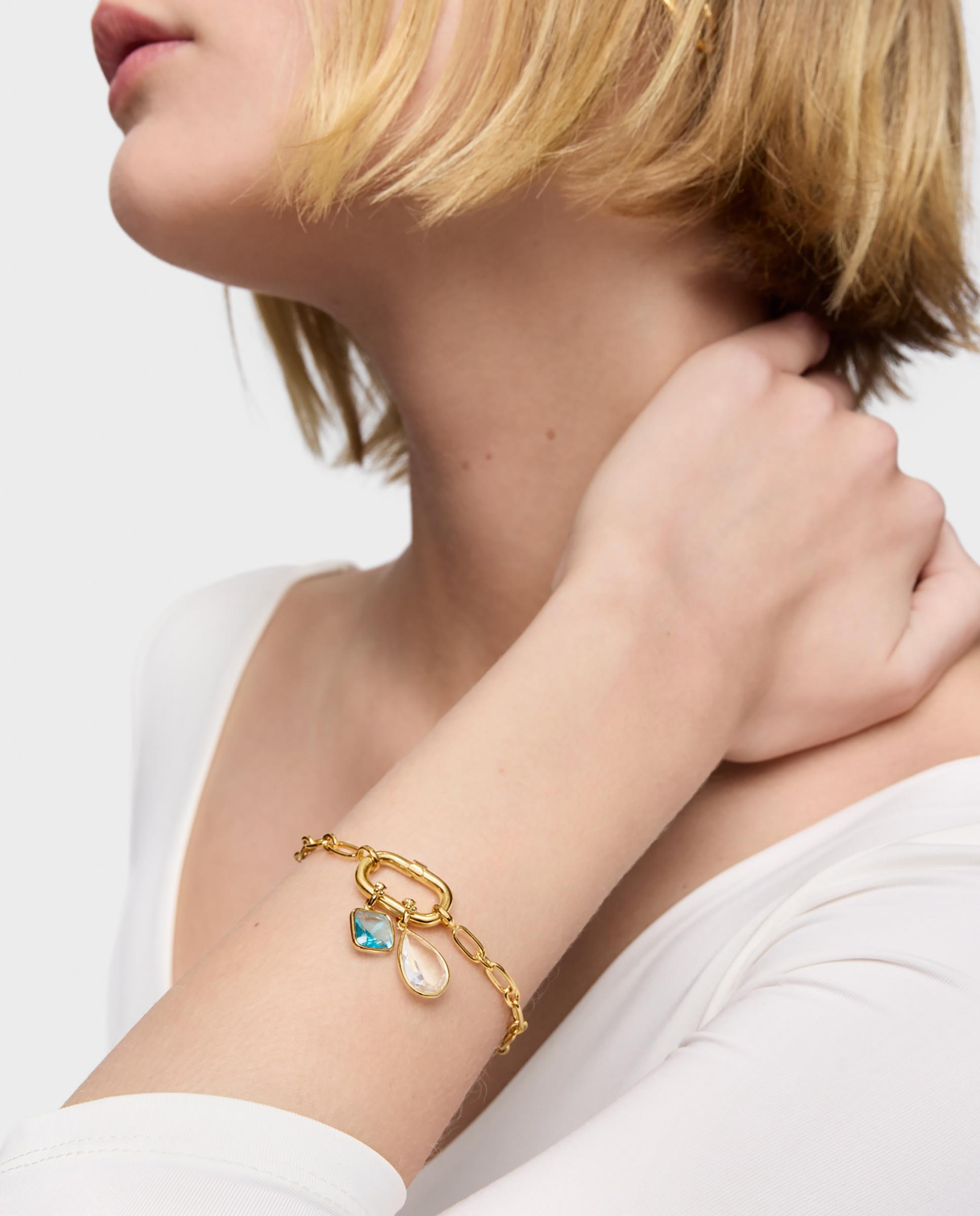 Pendente Medallions Pequeno Banhado em Ouro 18 Kt Sobre Prata com Topázio Azul-5