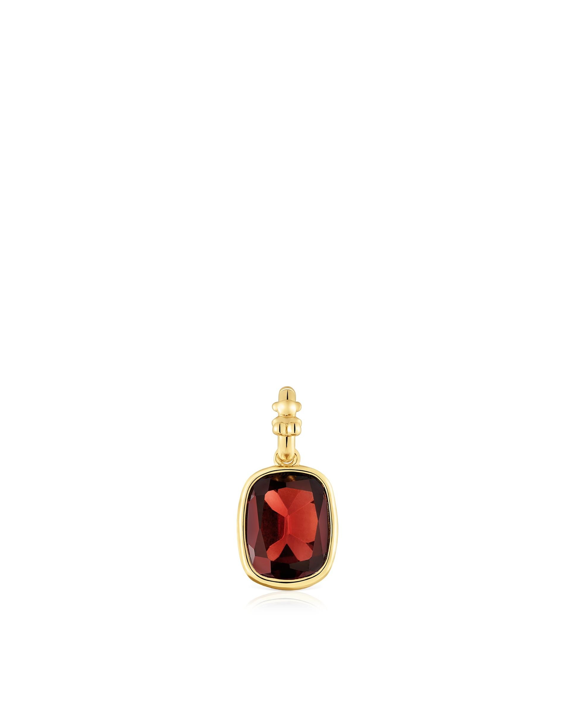 Pendente Medallions Pequeno Banhado em Ouro 18 Kt Sobre Prata com Granada Vermelho-1