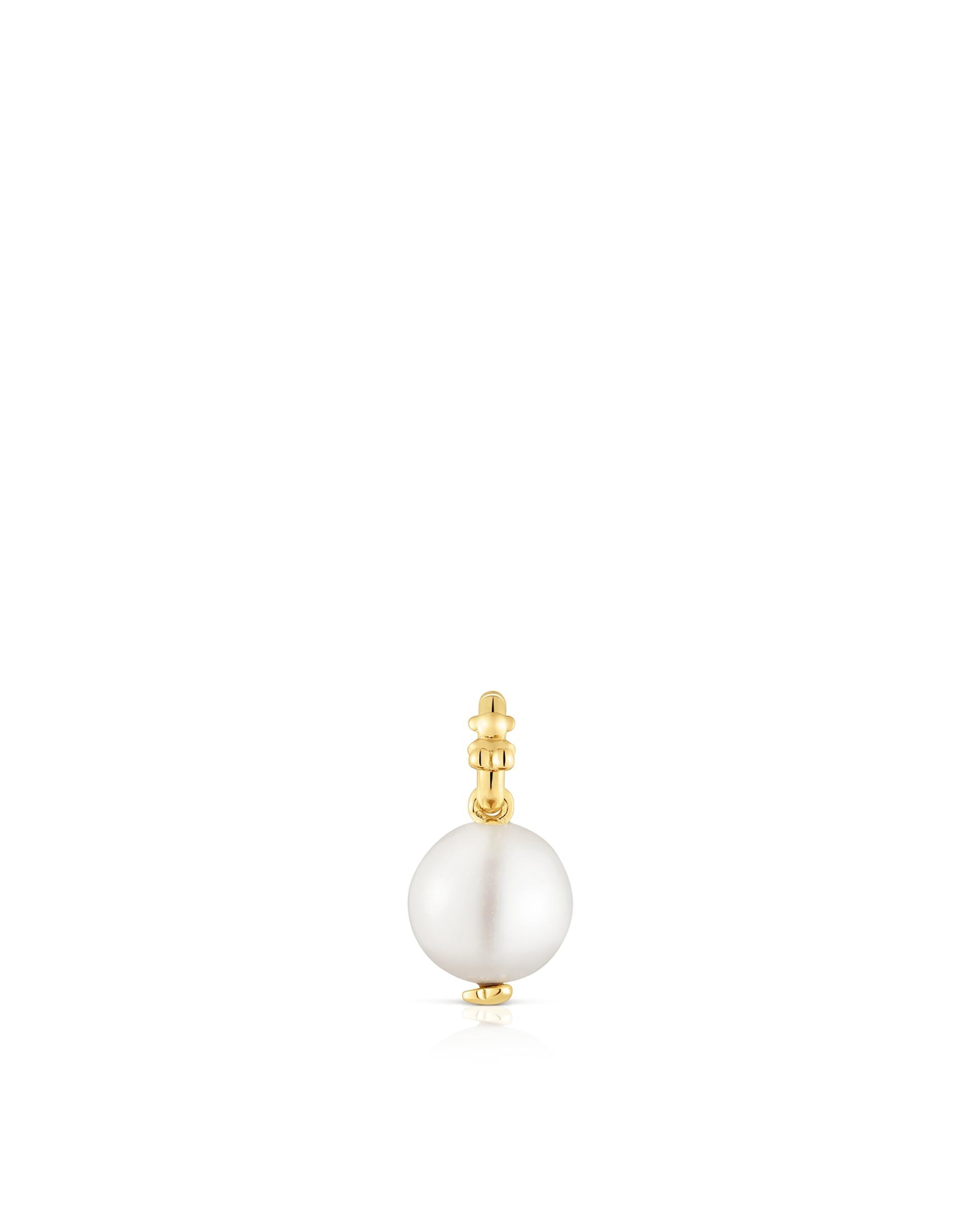 Pendente Medallions Pequeno Banhado em Ouro 18 Kt Sobre Prata com Pérola Branco-1