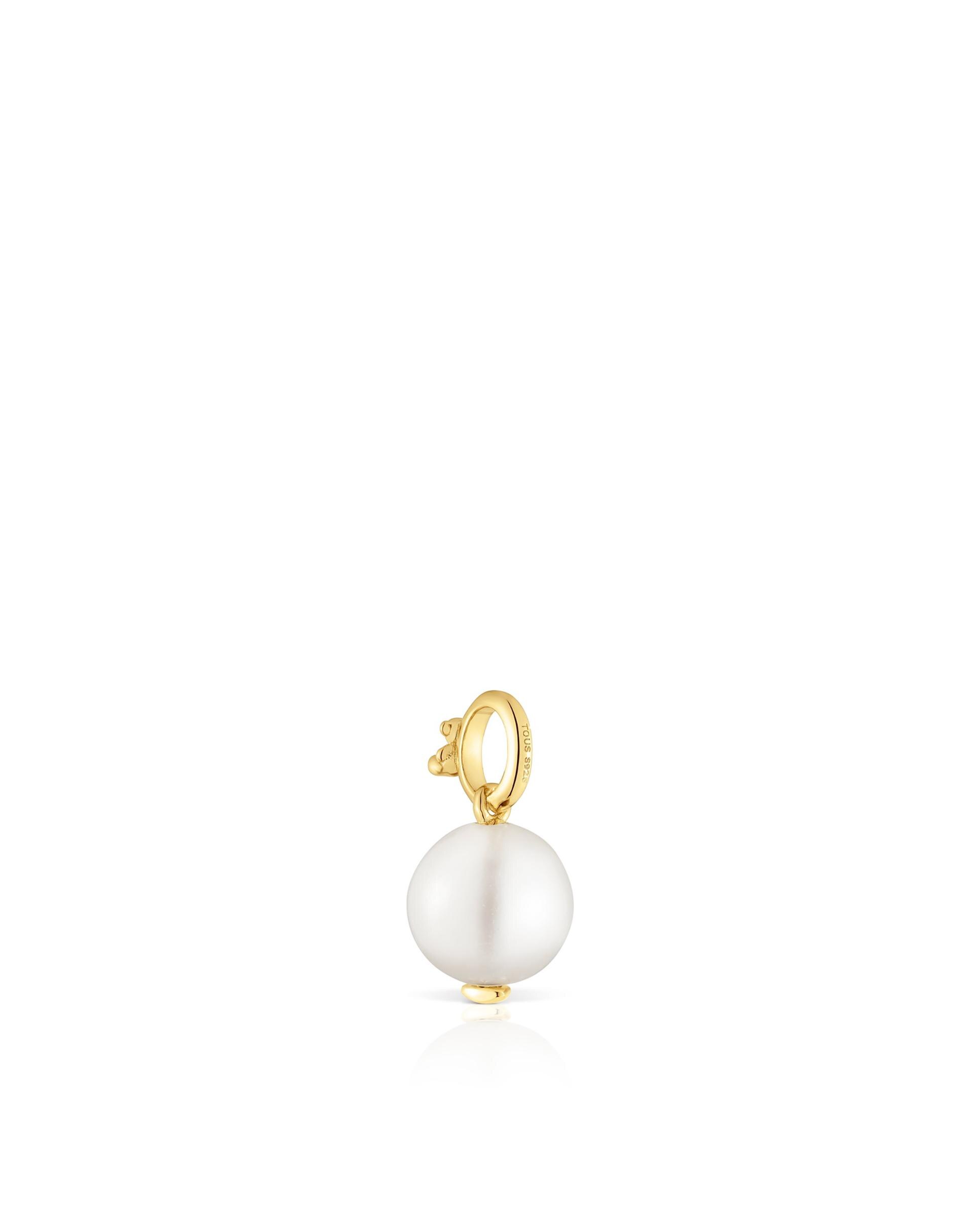 Pendente Medallions Pequeno Banhado em Ouro 18 Kt Sobre Prata com Pérola Branco-3