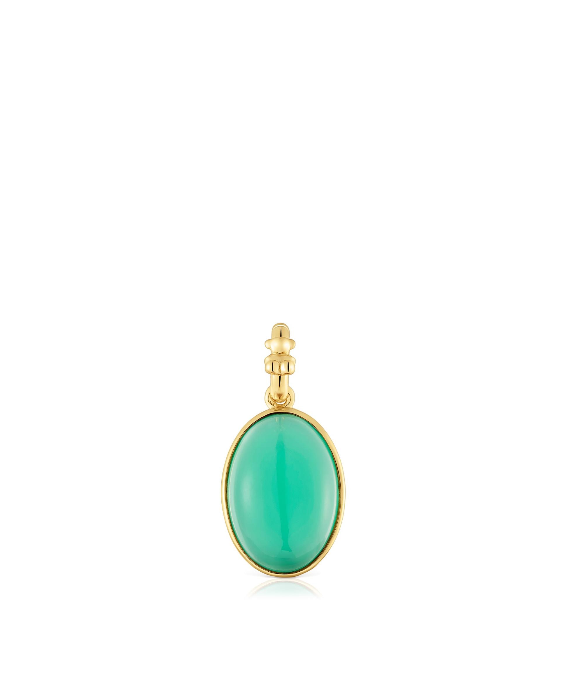 Pendente Medallions Pequeno Banhado em Ouro 18 Kt Sobre Prata com Calcedonia Verde-1