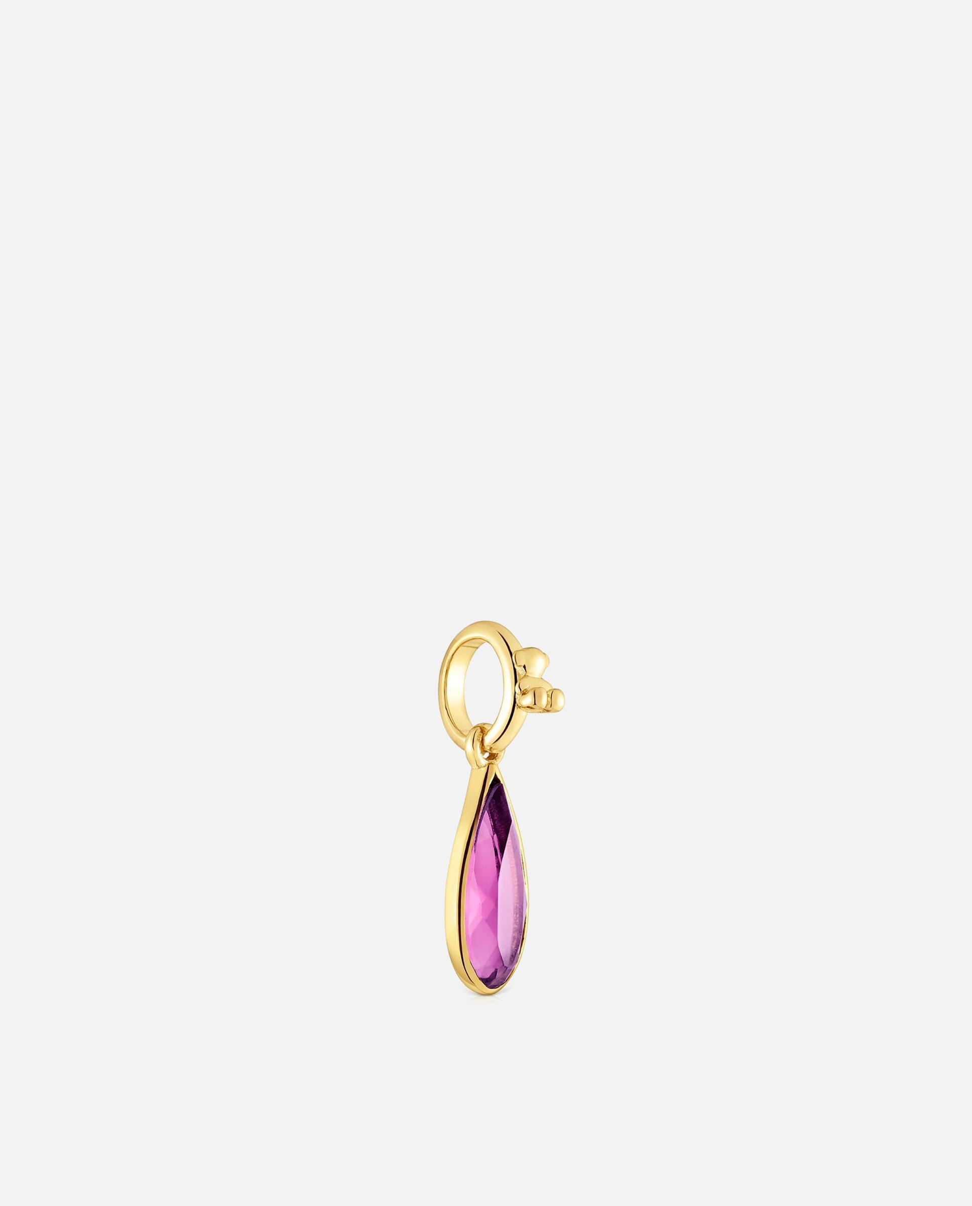 Pendente Medallions Pequeno Banhado em Ouro 18 Kt Sobre Prata com Rodolita Roxo-2