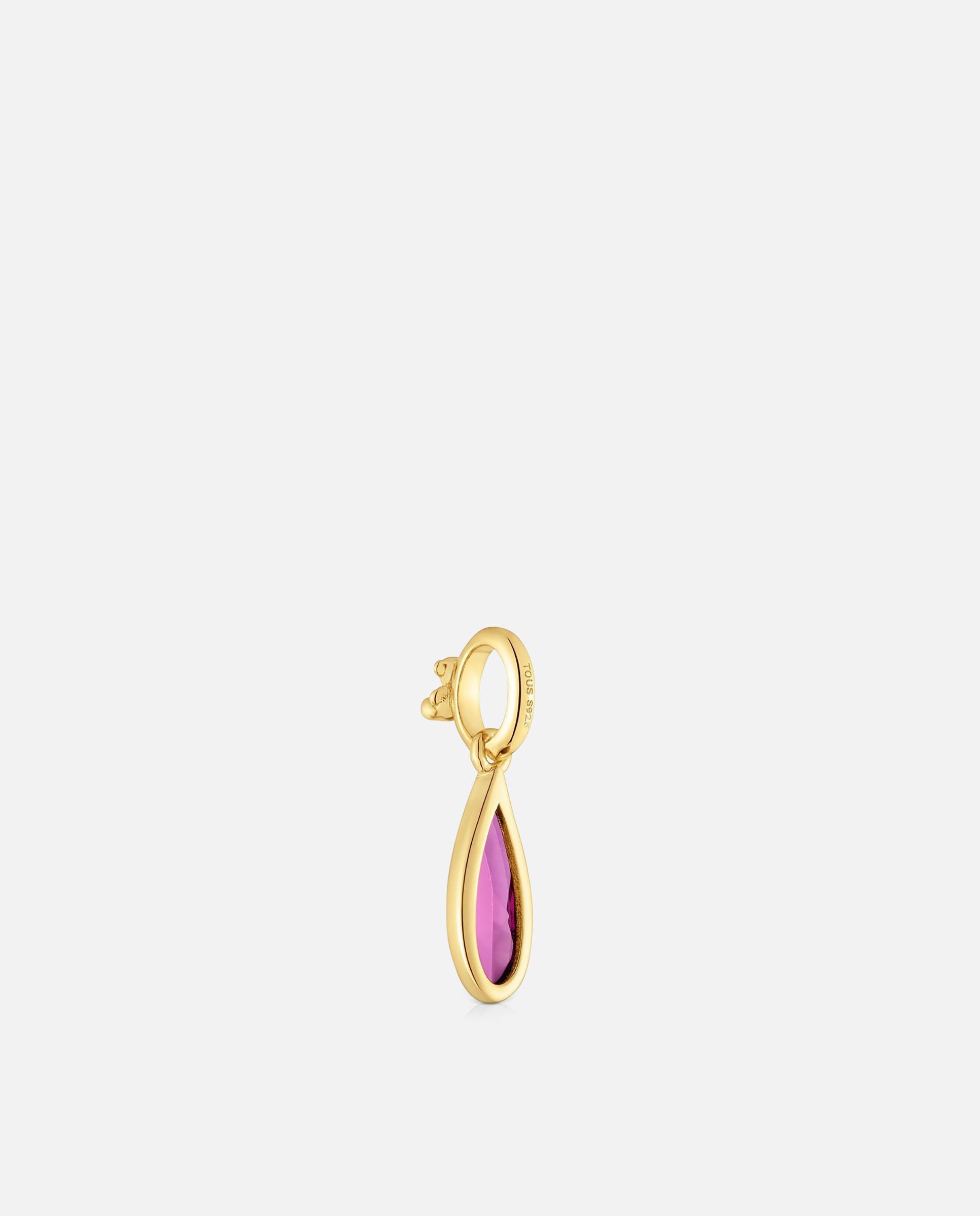 Pendente Medallions Pequeno Banhado em Ouro 18 Kt Sobre Prata com Rodolita Roxo-4