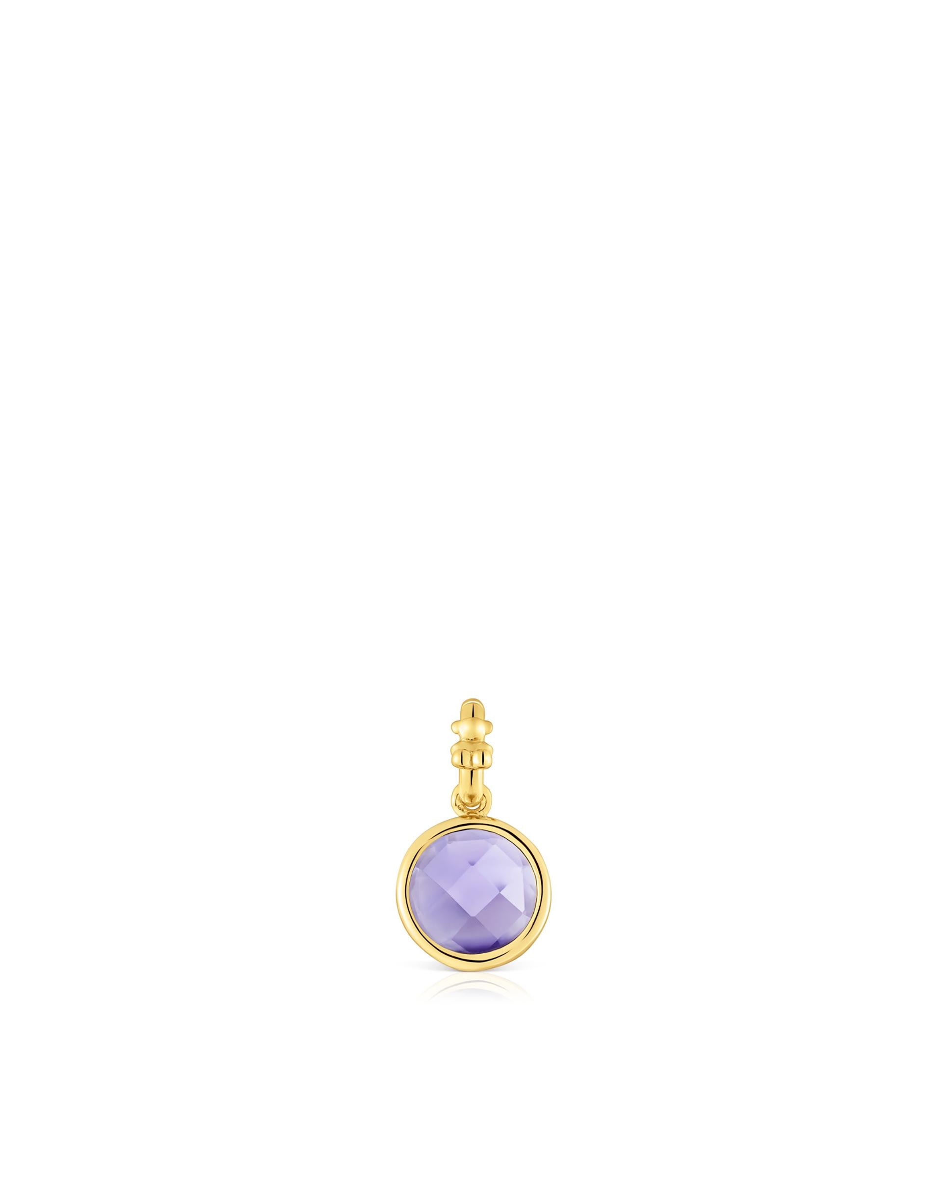 Pendente Medallions Pequeno Banhado em Ouro 18 Kt Sobre Prata com Iolita Roxo-1