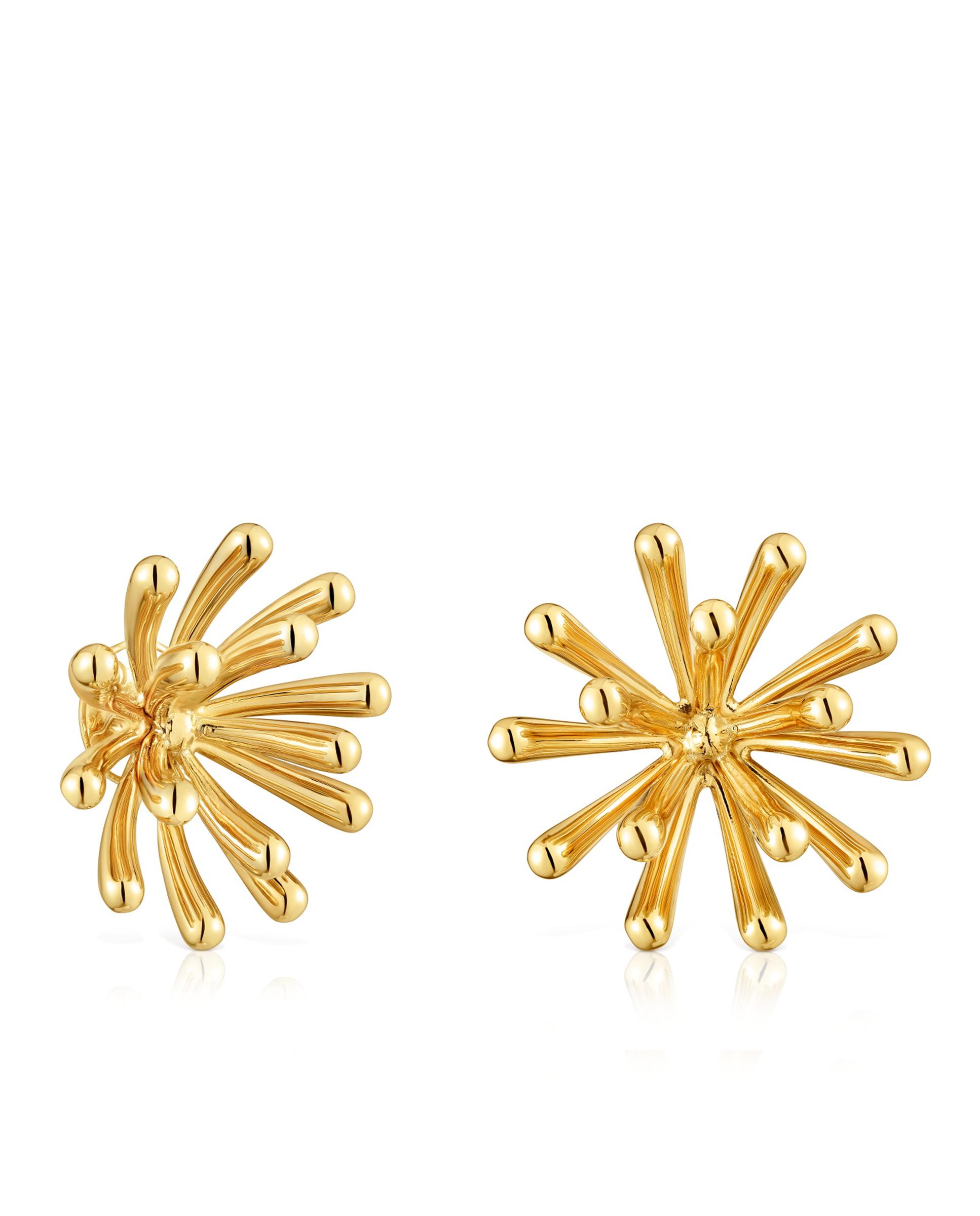 Brincos Garden Banhados em Ouro 18 Kt Sobre Prata de 28 Mm Dourado-1