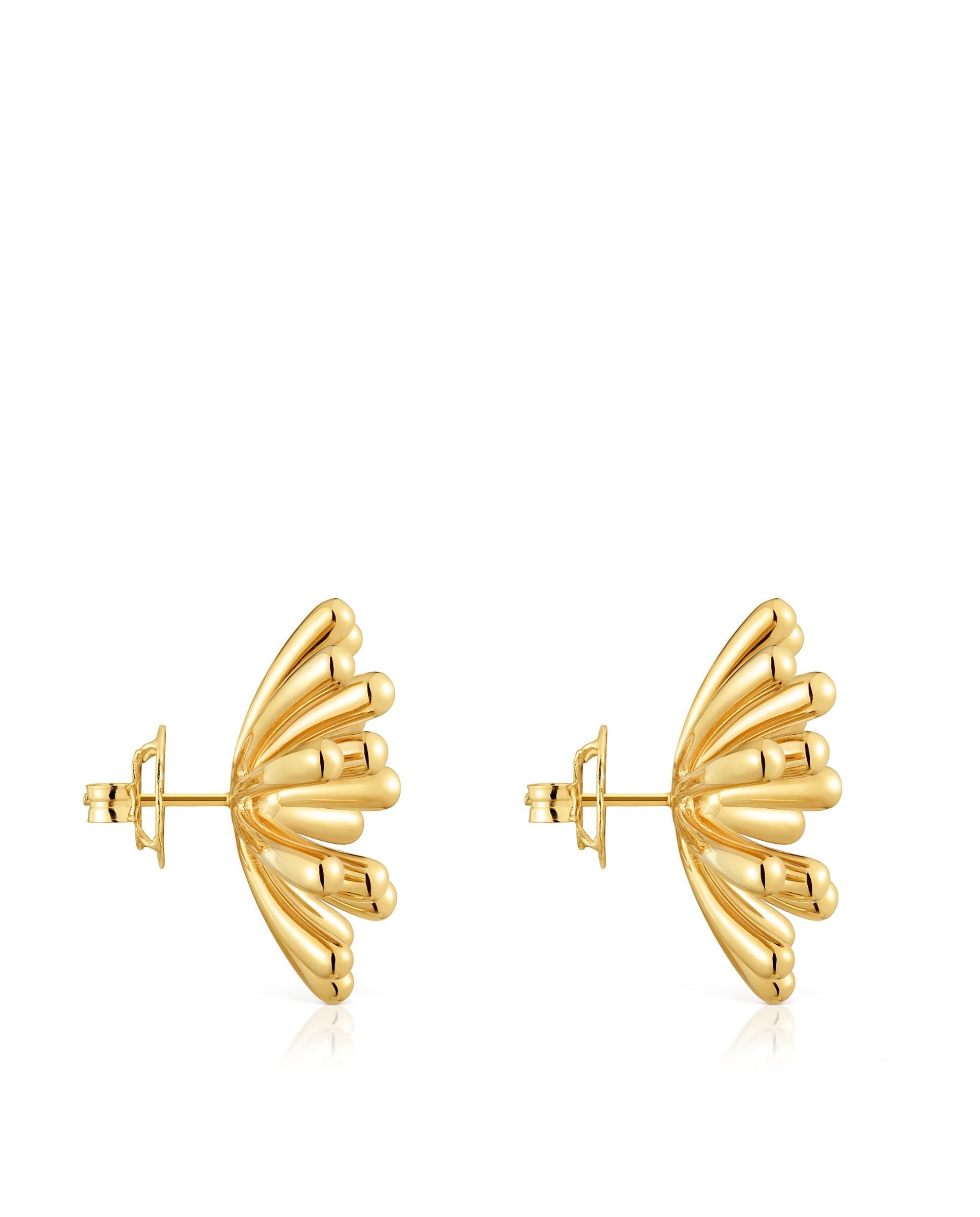 Brincos Garden Banhados em Ouro 18 Kt Sobre Prata de 28 Mm Dourado-2