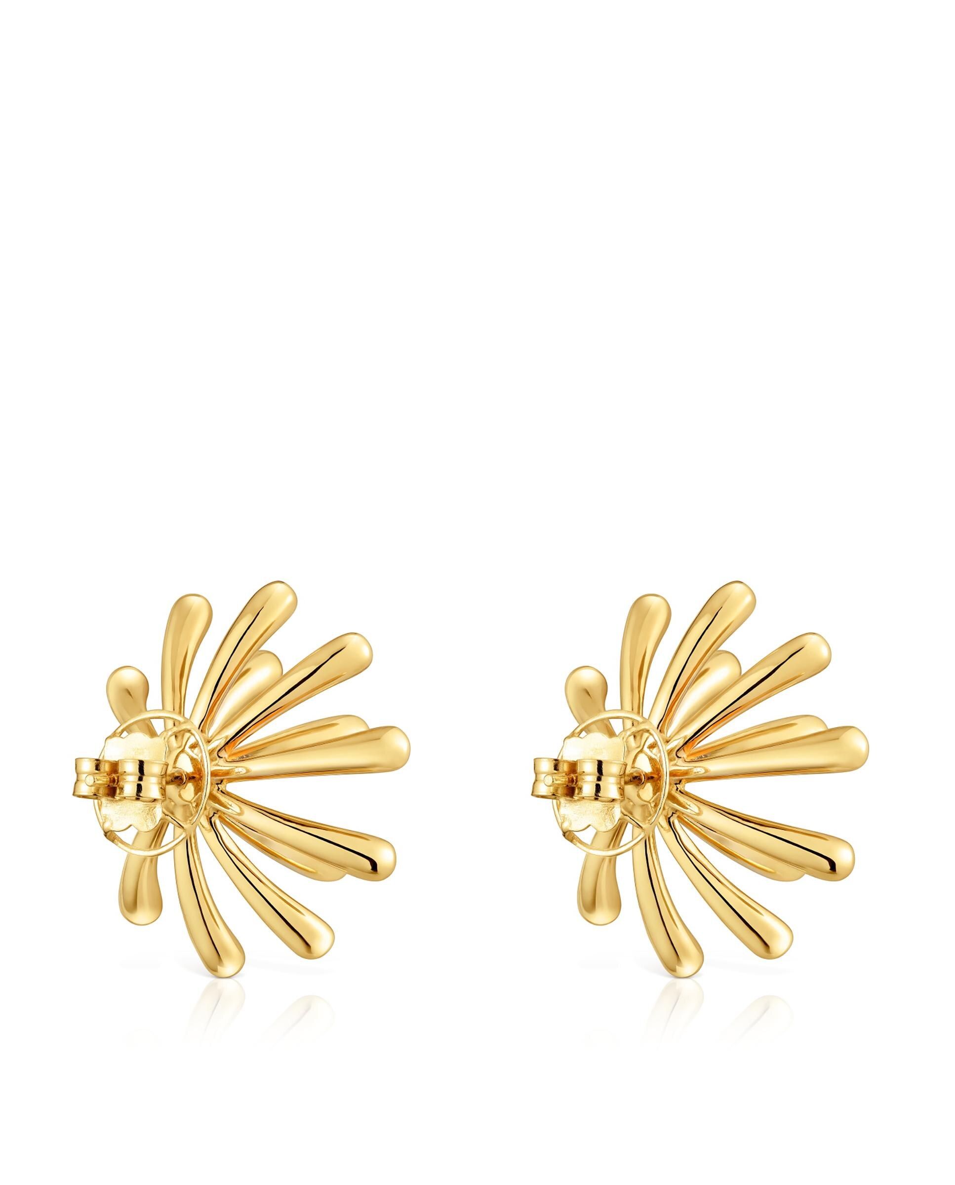 Brincos Garden Banhados em Ouro 18 Kt Sobre Prata de 28 Mm Dourado-3
