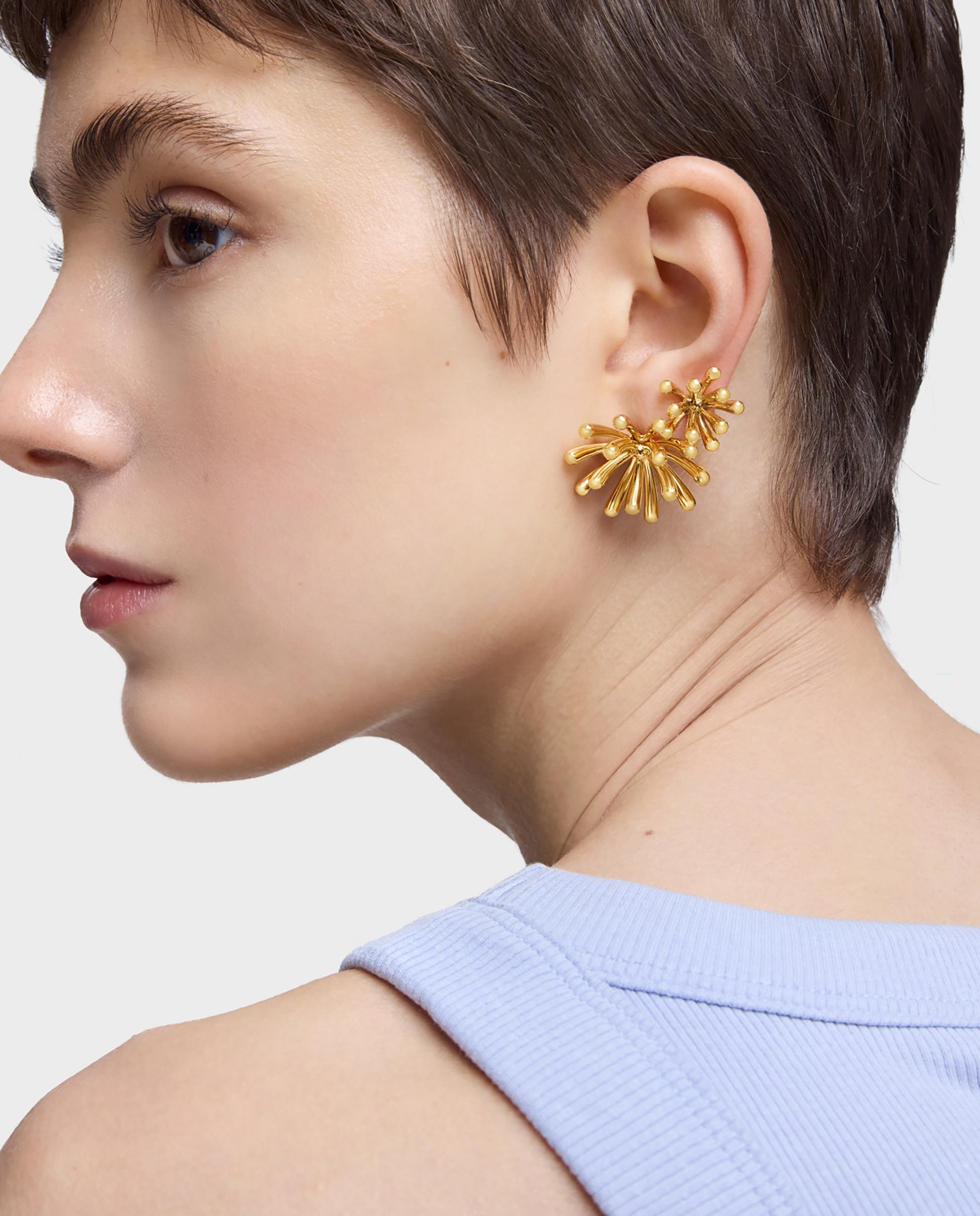 Brincos Garden Banhados em Ouro 18 Kt Sobre Prata de 28 Mm Dourado-5