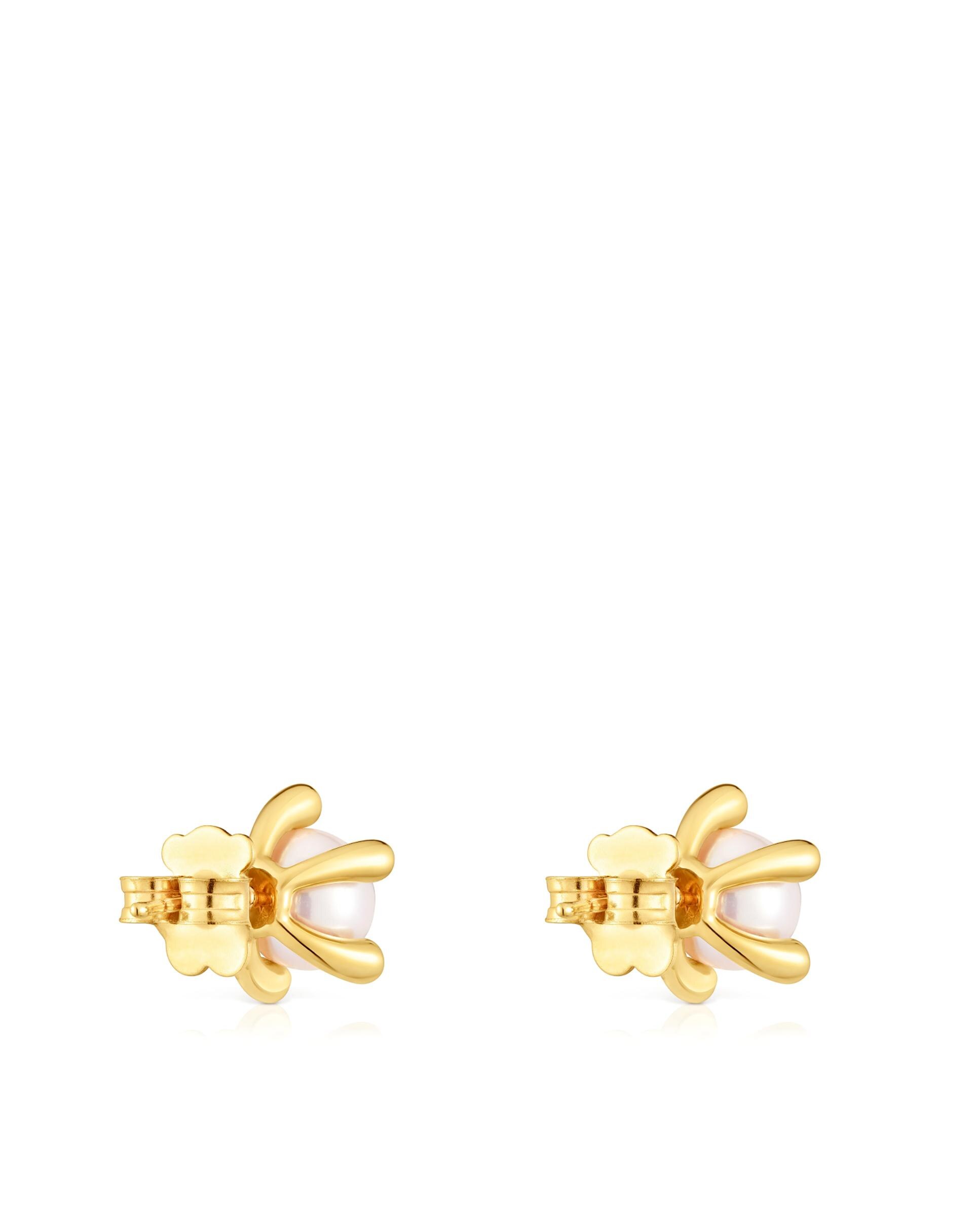 Brincos Garden Banhados a Ouro 18 Kt Sobre Prata e Pérolas Branco-3