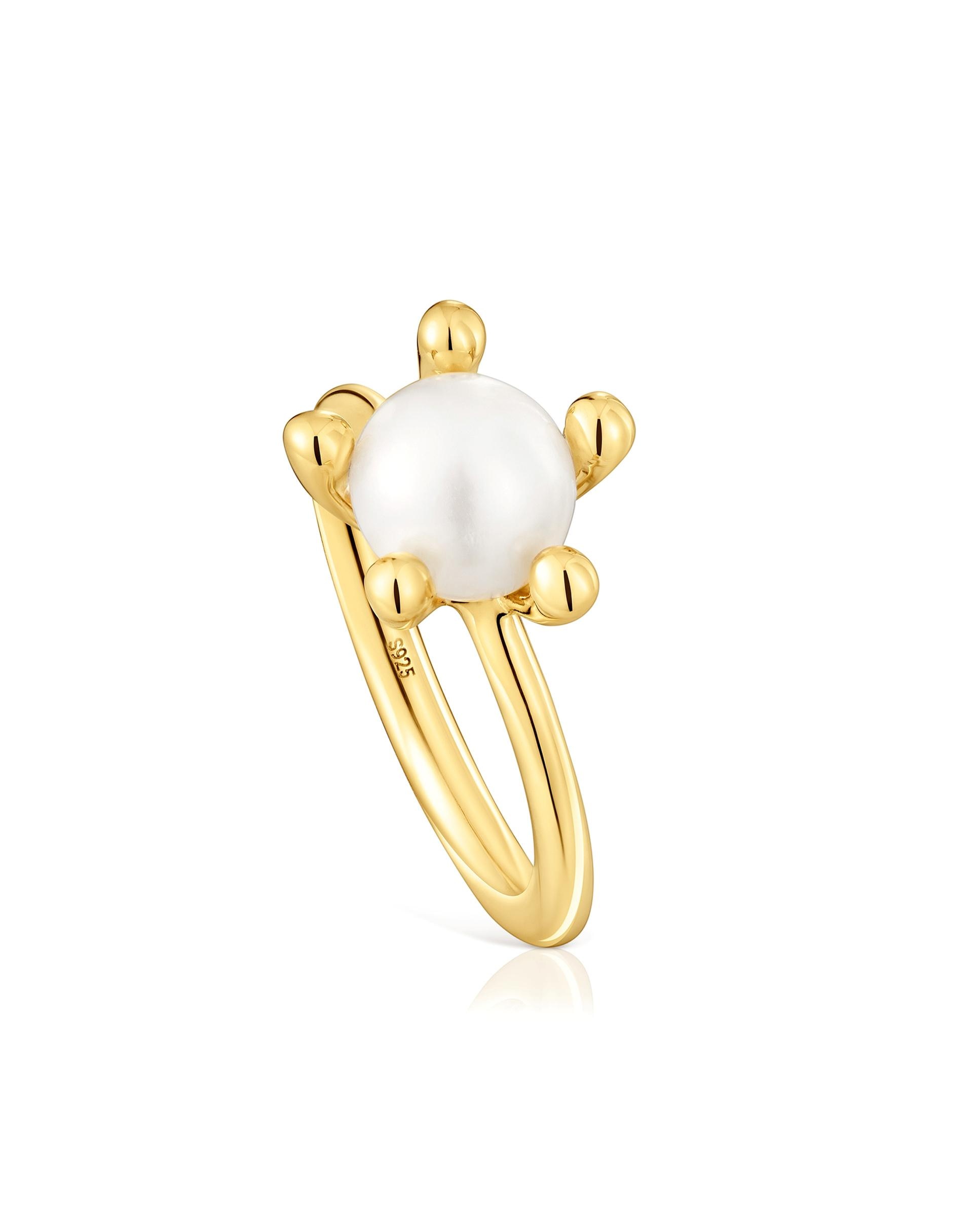 Imagem 0 de Anel Garden Banhado a Ouro 18 Kt Sobre Prata e Pérola