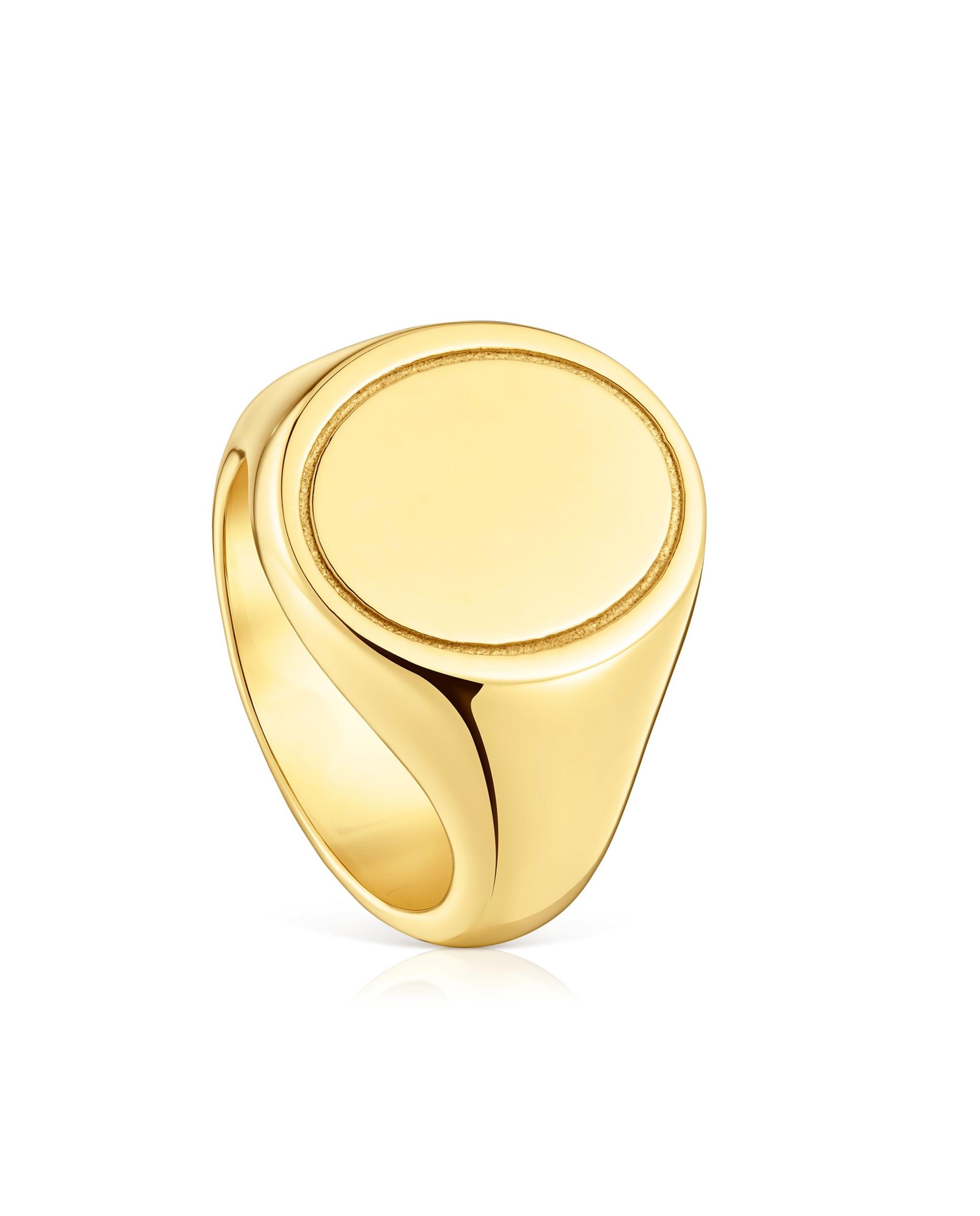 Anel Selo Basics Banhado em Ouro 18 Kt Sobre Prata 16 Mm Dourado-1