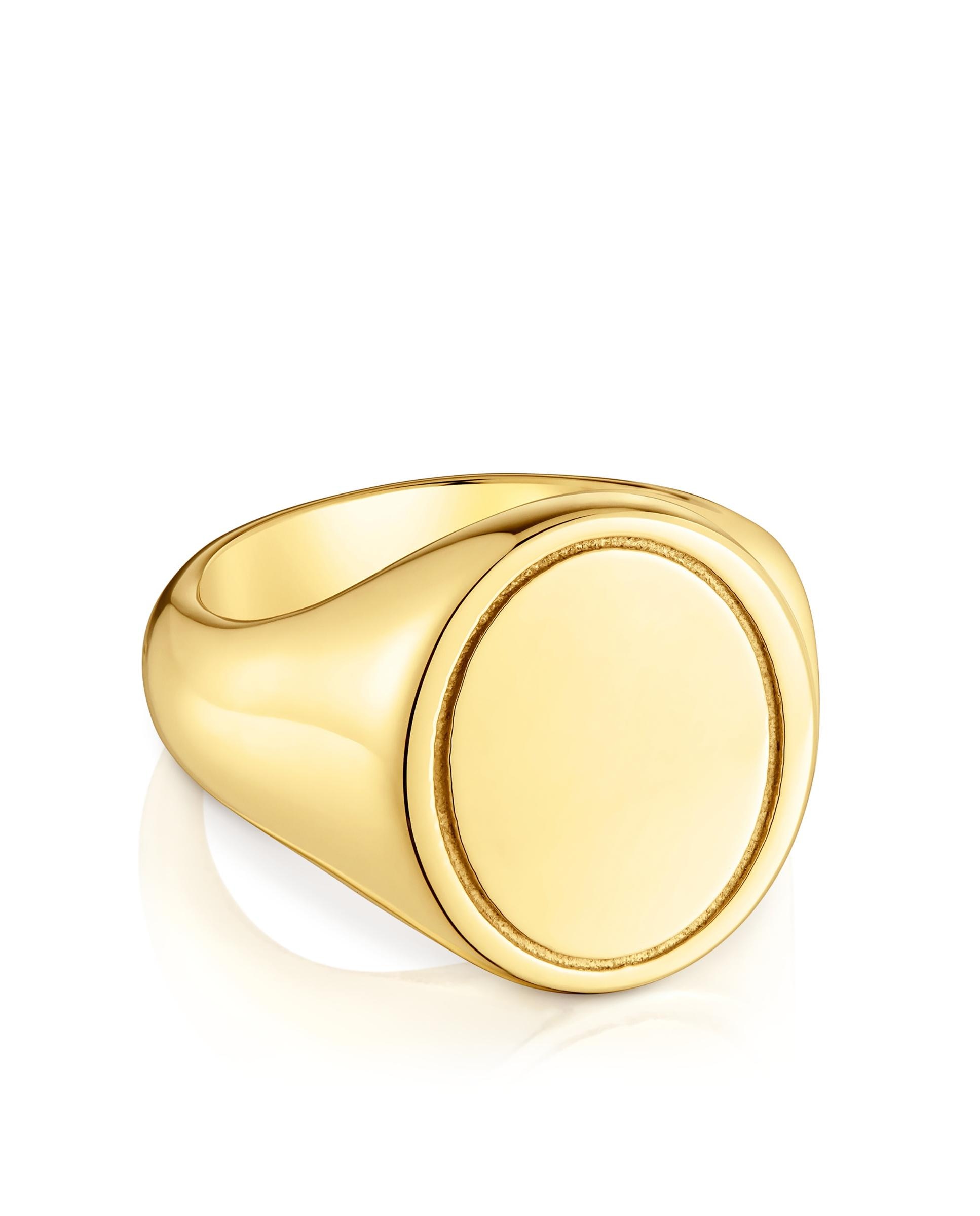 Anel Selo Basics Banhado em Ouro 18 Kt Sobre Prata 16 Mm Dourado-2