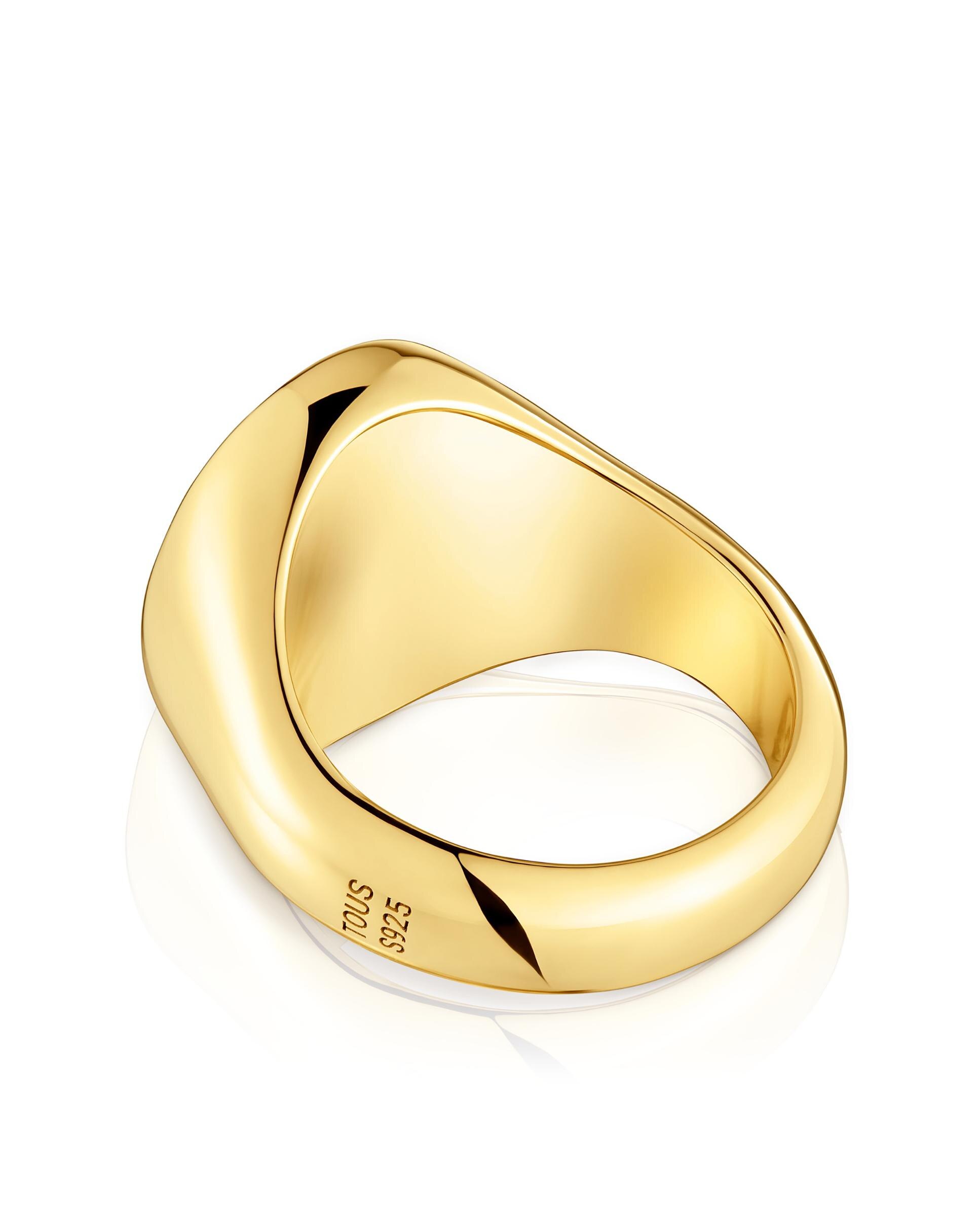 Anel Selo Basics Banhado em Ouro 18 Kt Sobre Prata 16 Mm Dourado-3