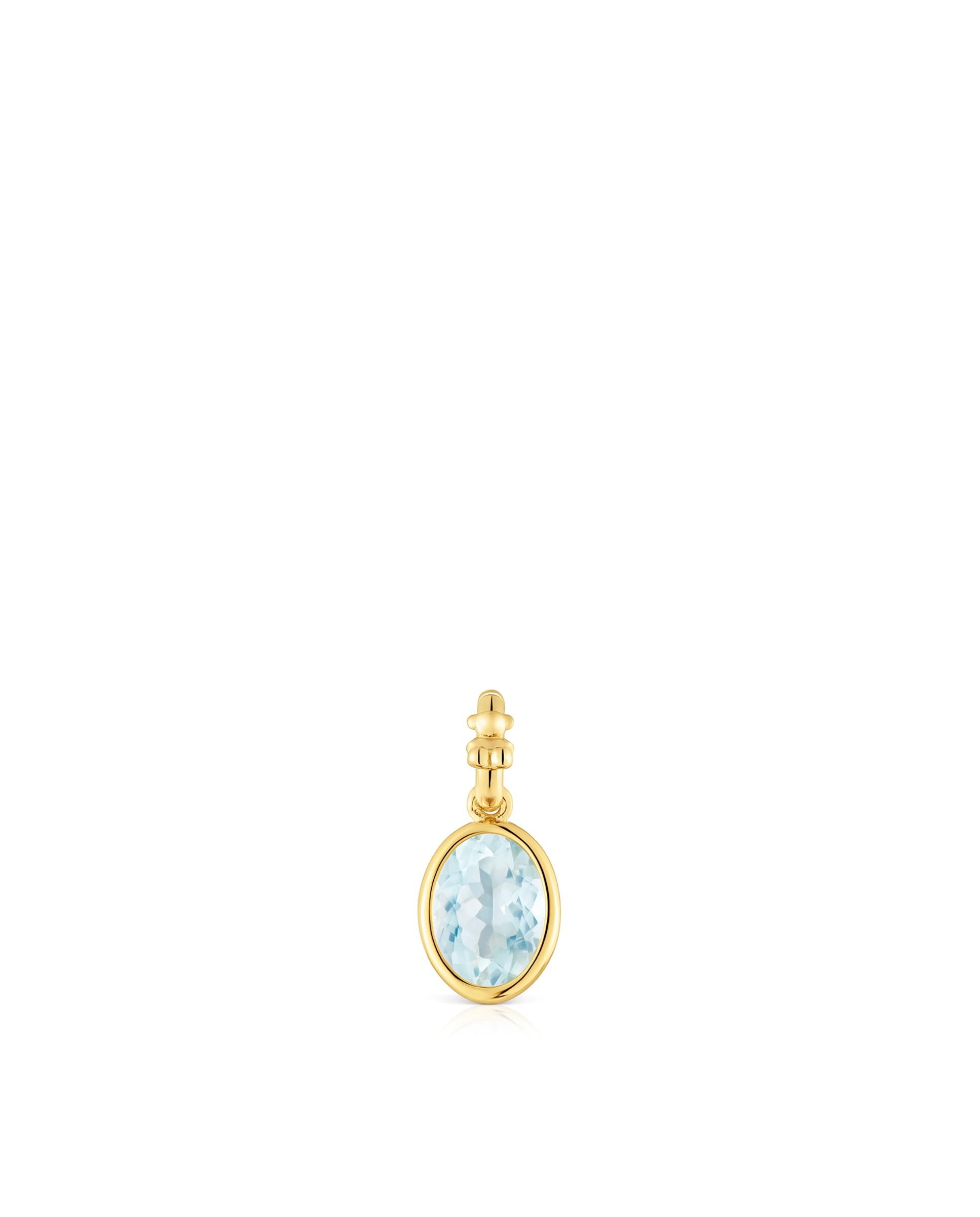Pendente Medallions Pequeno Banhado em Ouro 18 Kt Sobre Prata com Água-marinha Azul-claro-1