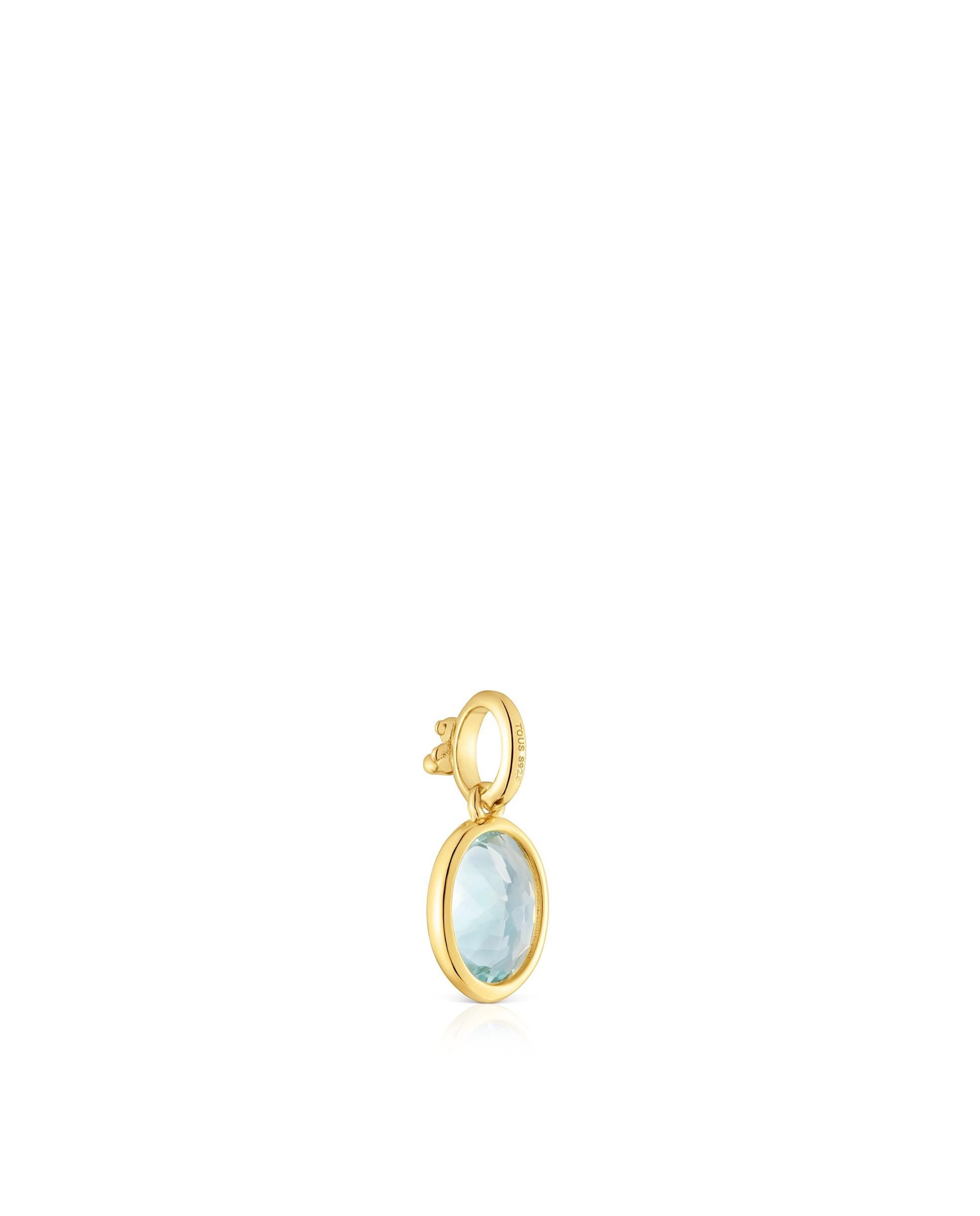 Pendente Medallions Pequeno Banhado em Ouro 18 Kt Sobre Prata com Água-marinha Azul-claro-3