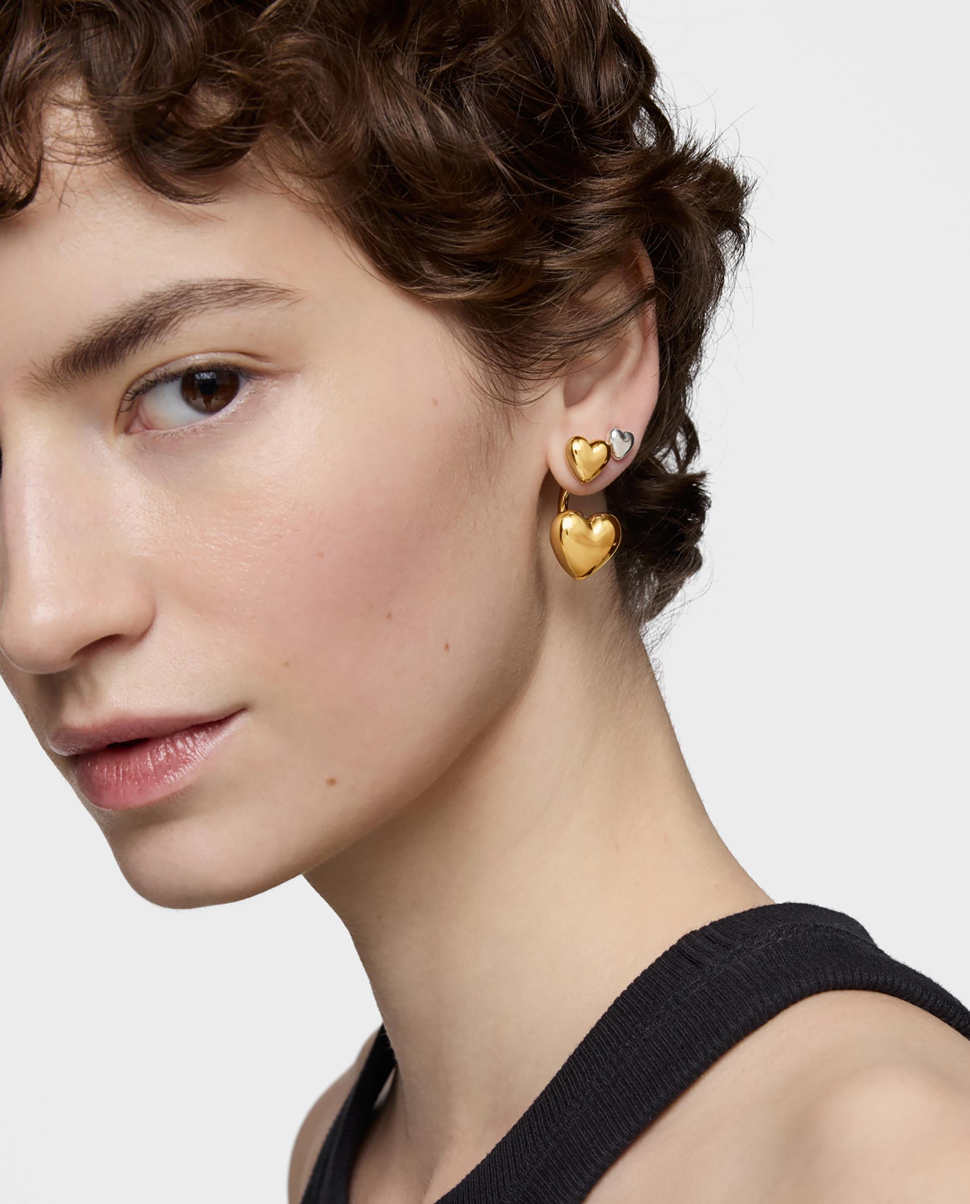 Brincos Compridos Garden Of Love Banhados em Ouro 18 Kt Sobre Prata com Coração Dourado-5