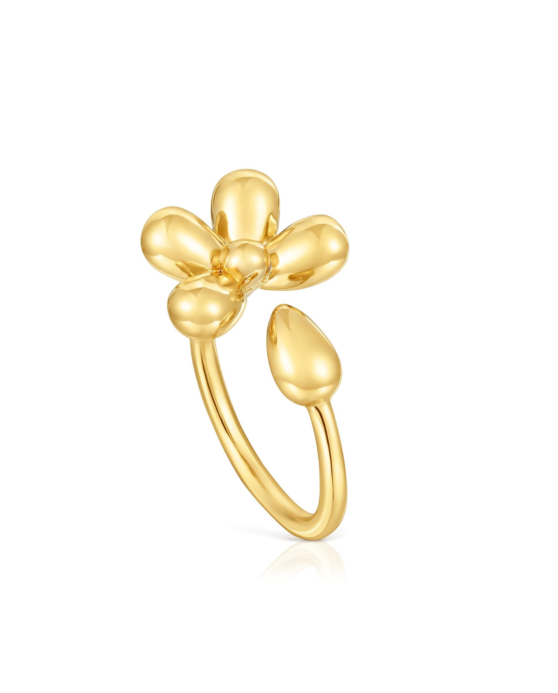 Anel Daisy Banhado a Ouro de 18 Kt Sobre Prata Dourado-1