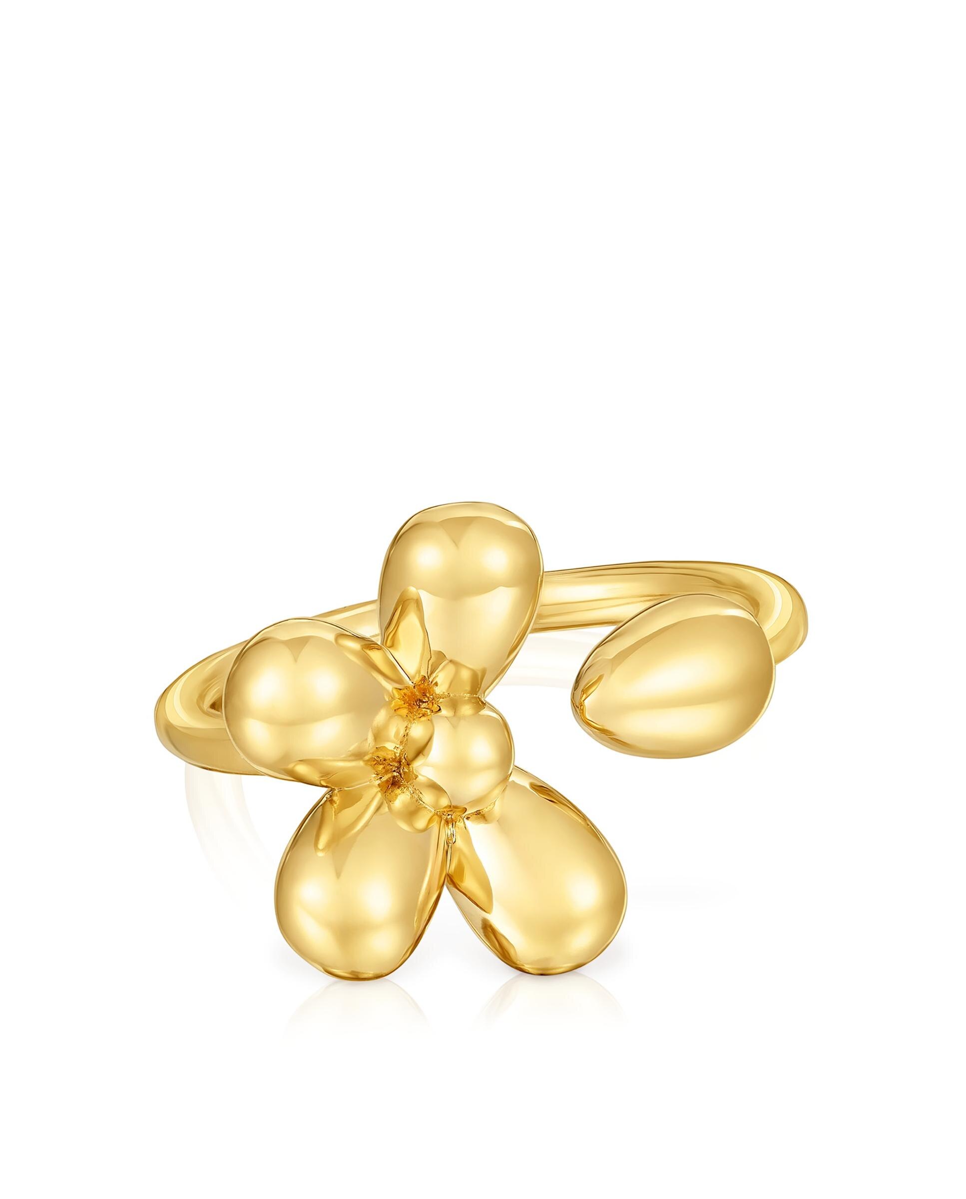 Anel Daisy Banhado a Ouro de 18 Kt Sobre Prata Dourado-2