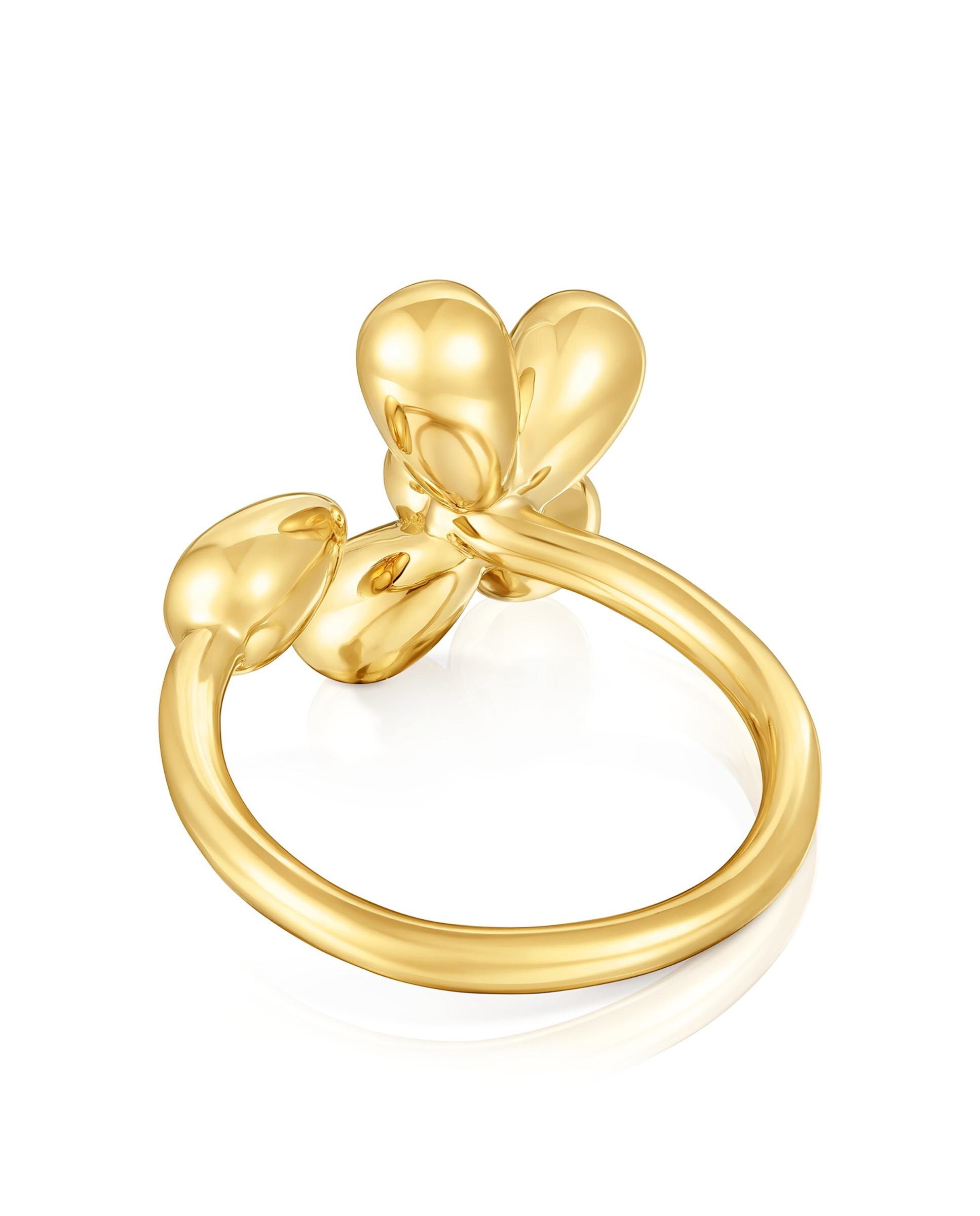 Anel Daisy Banhado a Ouro de 18 Kt Sobre Prata Dourado-3