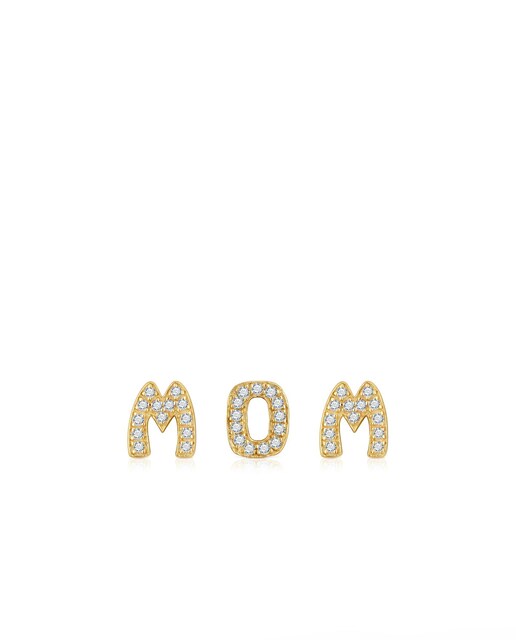 Imagem 0 de Set de Três Charms Mom Banhados em Ouro 18kt sobre Prata e Diamantes
