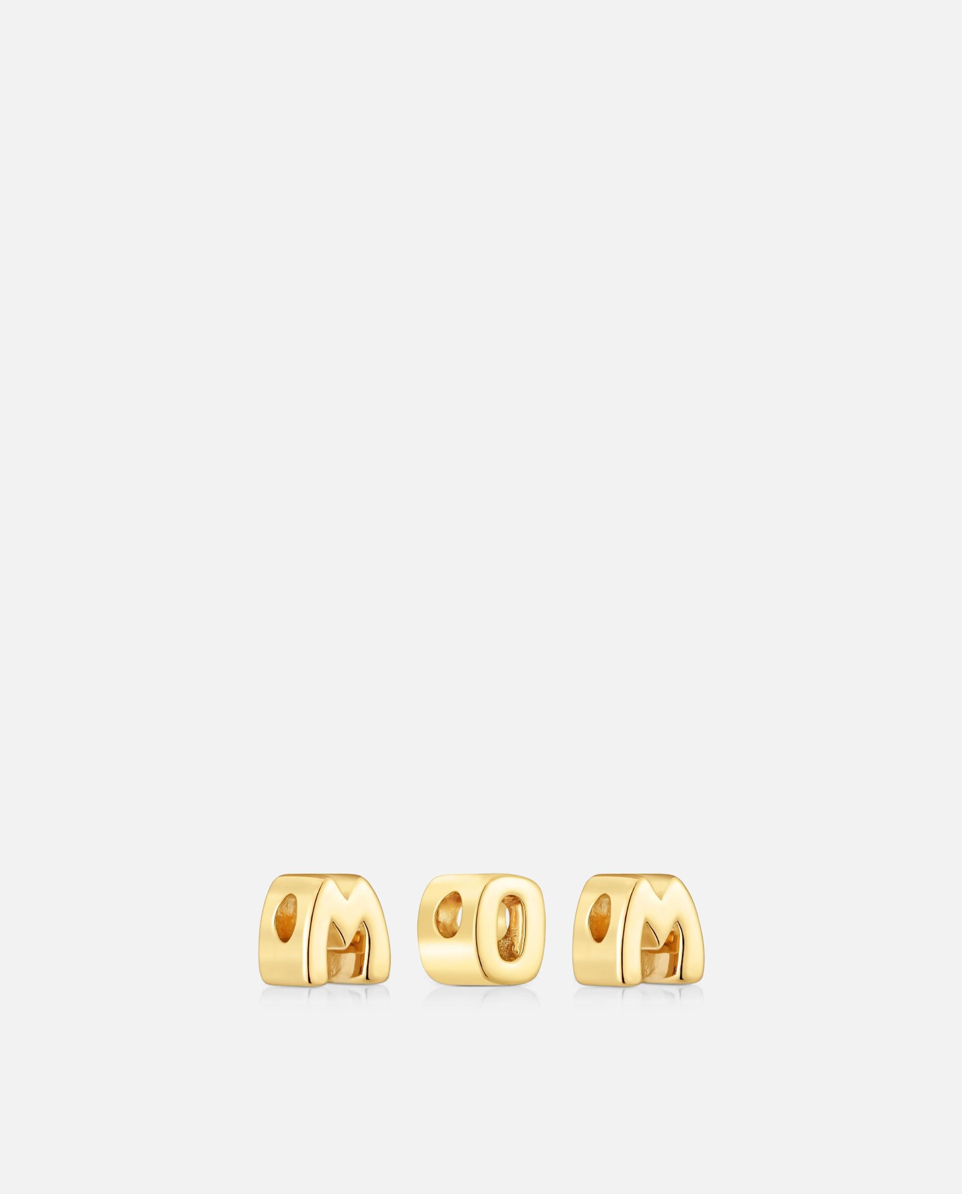 Pendente de Quatro Letras Mama Banhada em Ouro 18 Kt Sobre Prata Branco-3