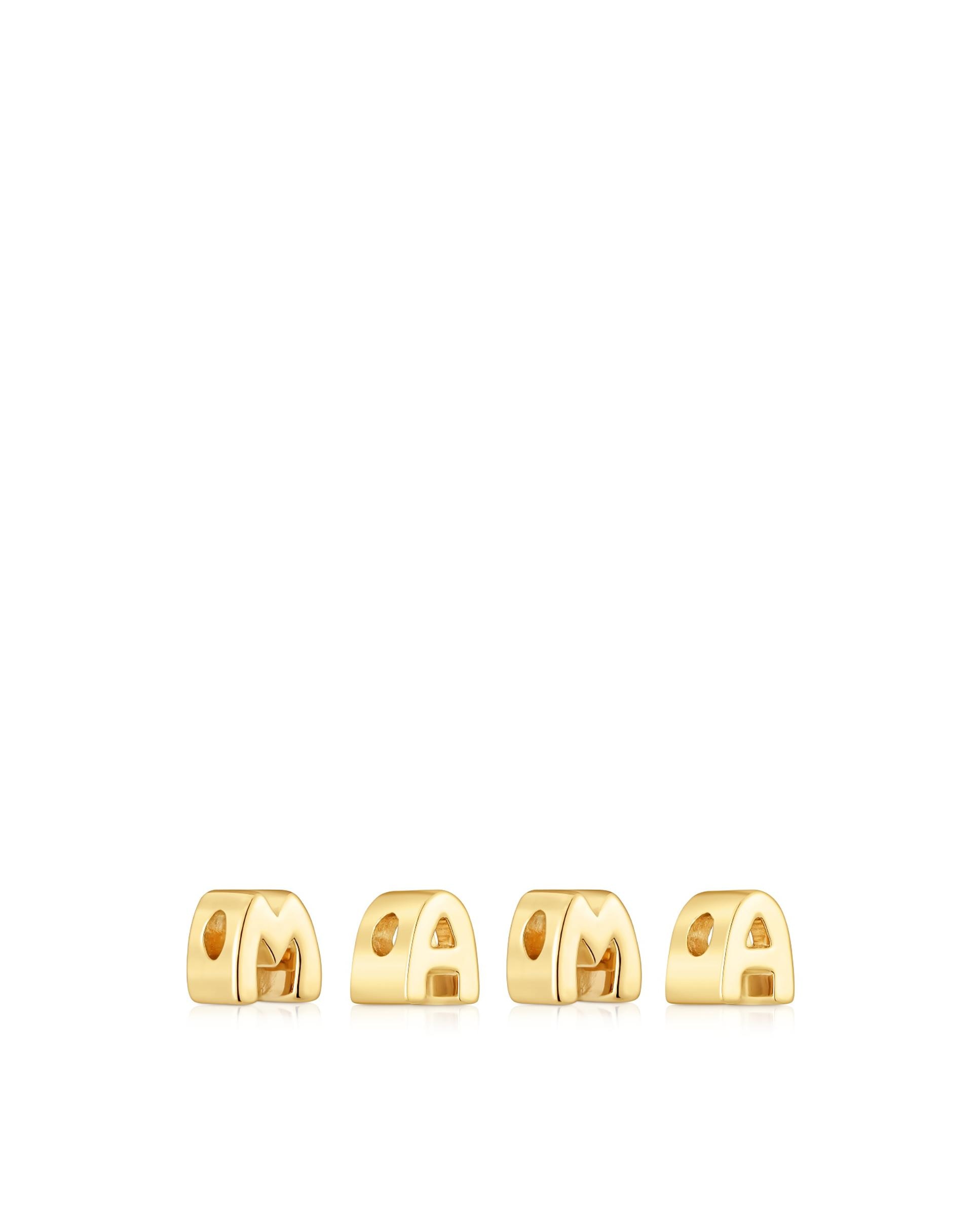 Pendente de Quatro Letras Mama Banhada em Ouro 18 Kt Sobre Prata Branco-2