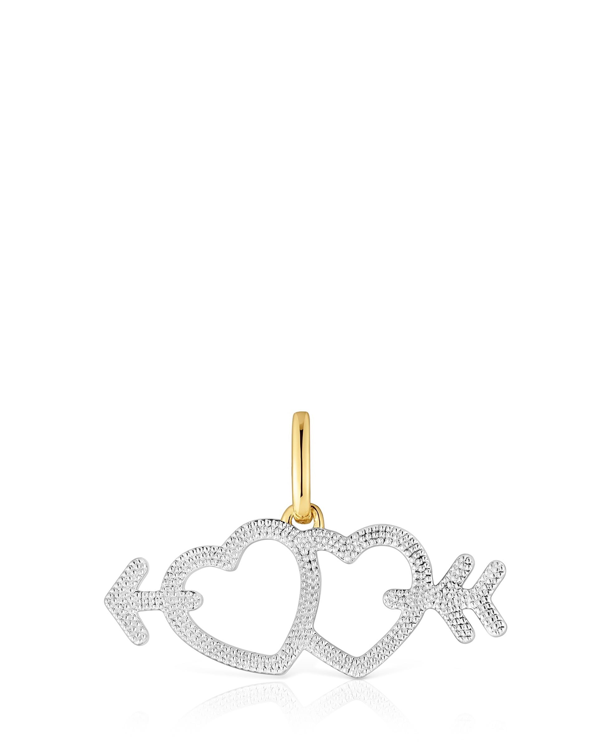 Pendente Medallions Banhado em Ouro 18 Kt Sobre Prata e Madrepérola com Flecha Coração Multicolor-1