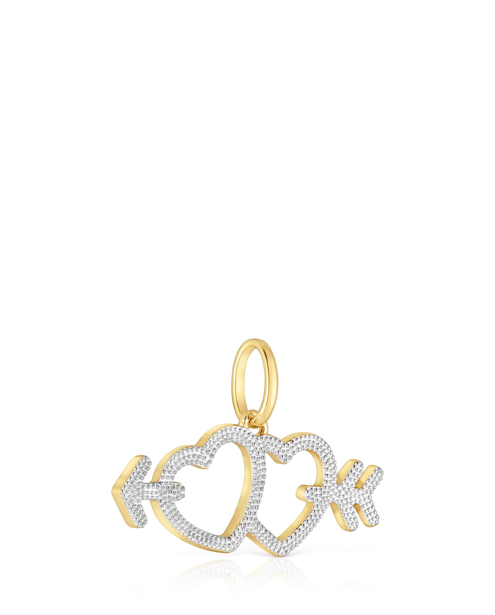 Pendente Medallions Banhado em Ouro 18 Kt Sobre Prata e Madrepérola com Flecha Coração Multicolor-2