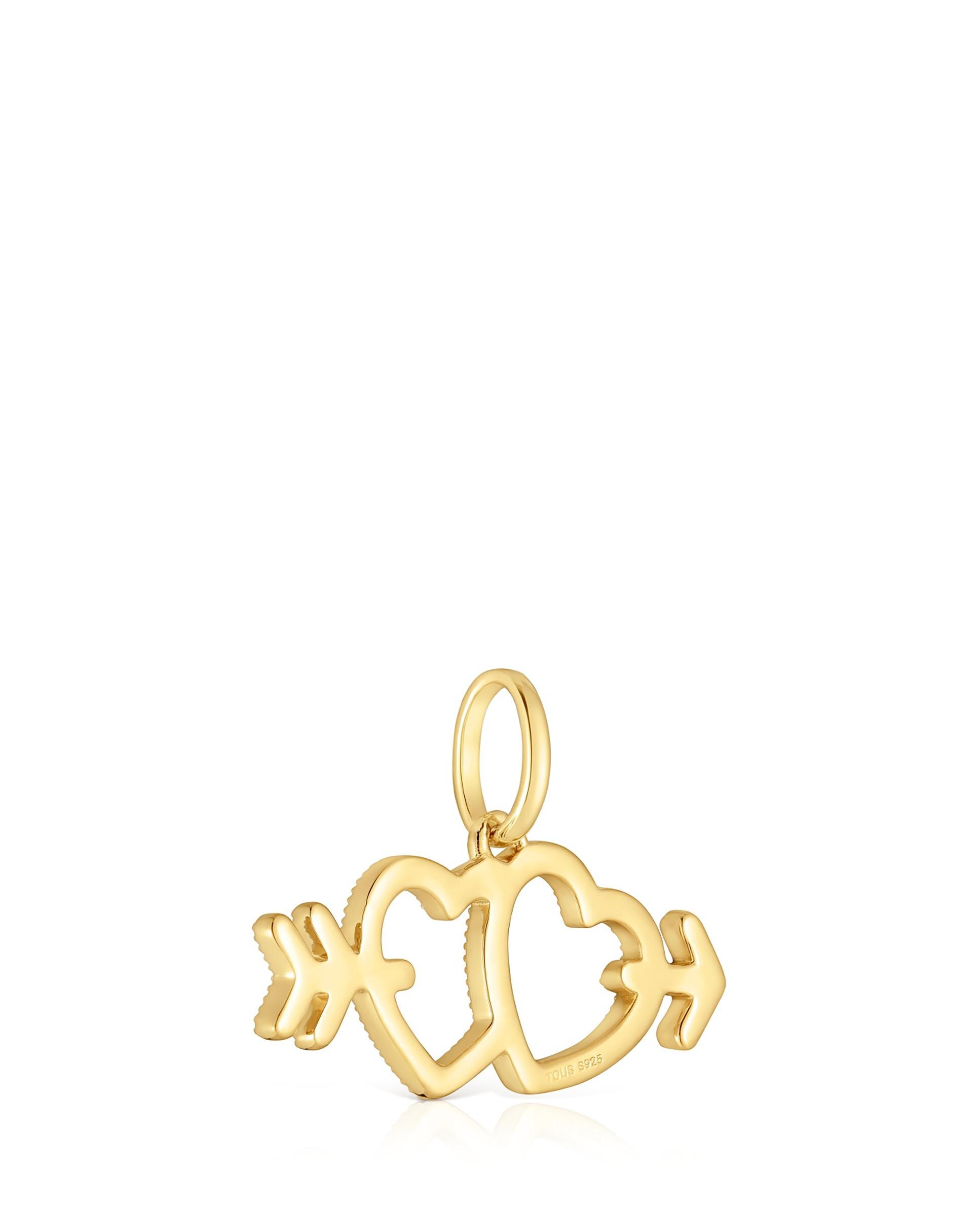 Pendente Medallions Banhado em Ouro 18 Kt Sobre Prata e Madrepérola com Flecha Coração Multicolor-3