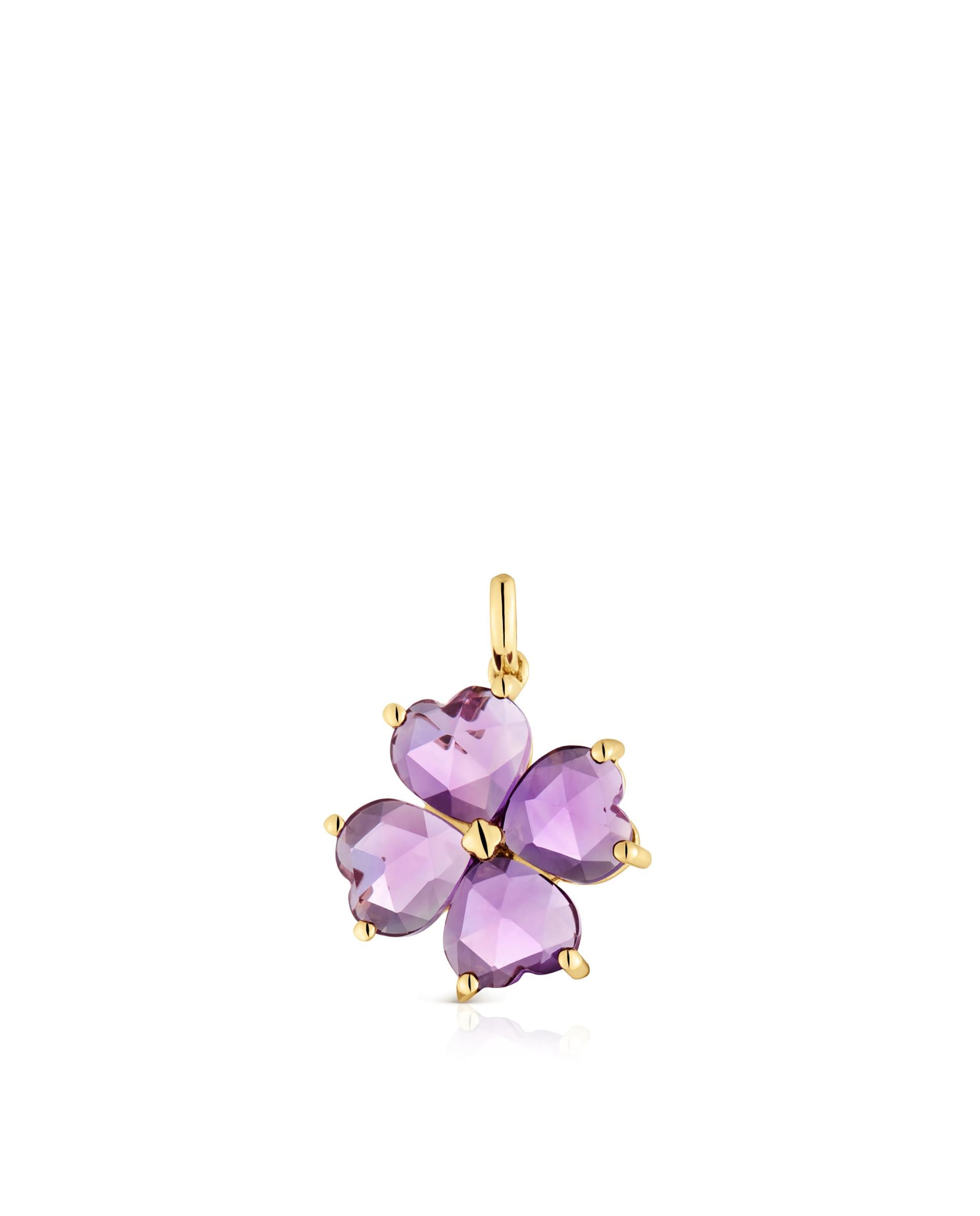 Pendente Daisy de Ouro e Ametista Roxo-1