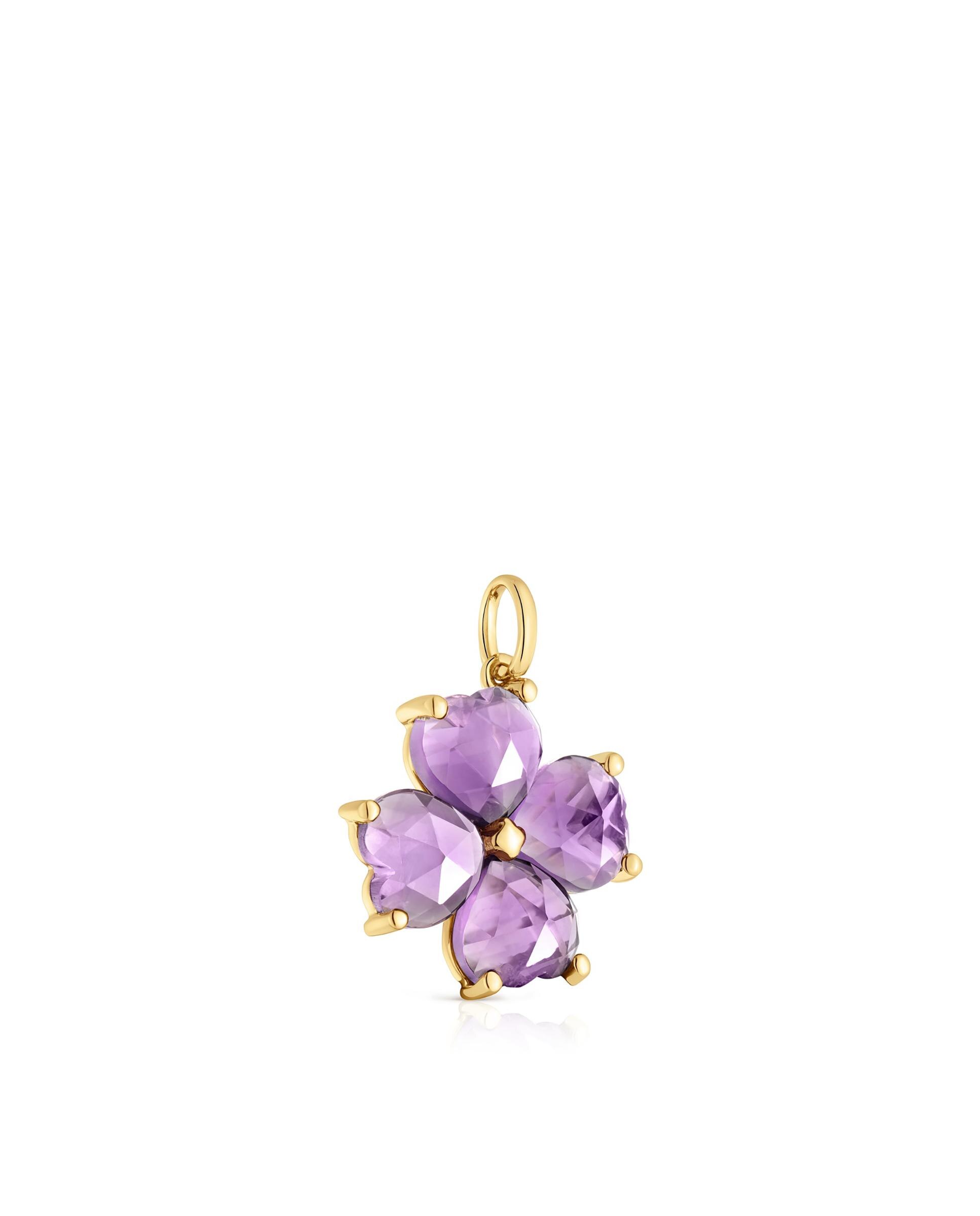 Pendente Daisy de Ouro e Ametista Roxo-2