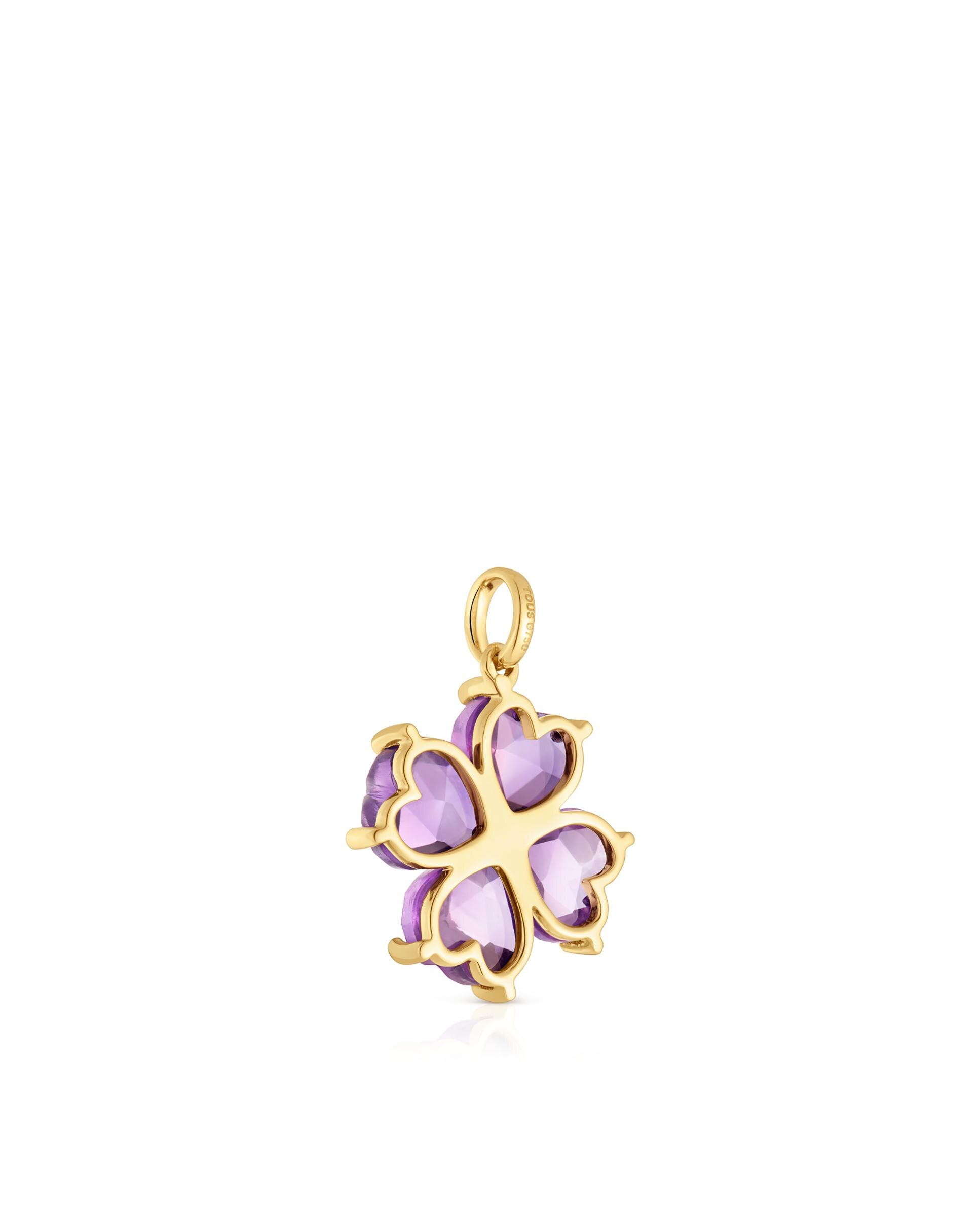 Pendente Daisy de Ouro e Ametista Roxo-3