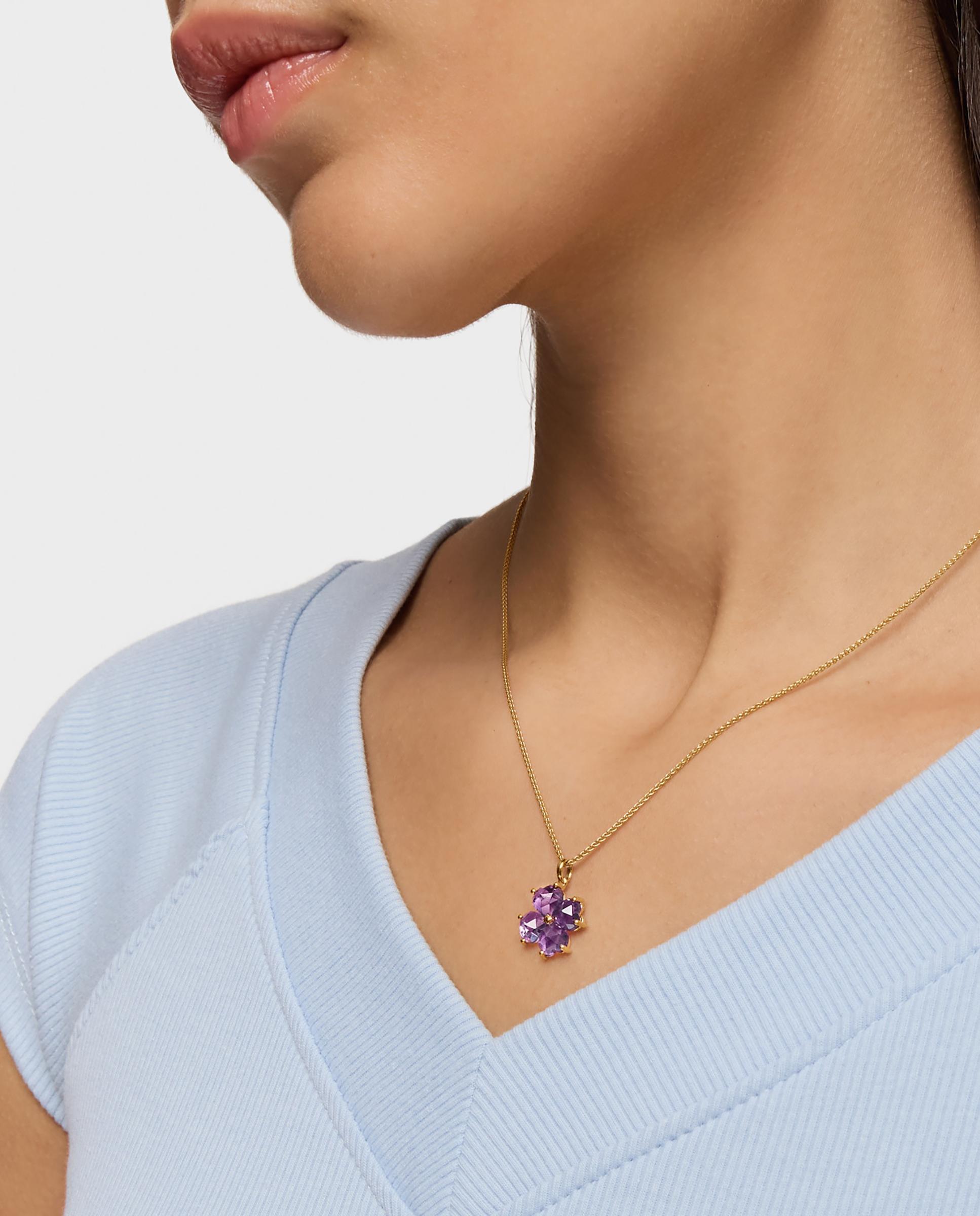 Pendente Daisy de Ouro e Ametista Roxo-5