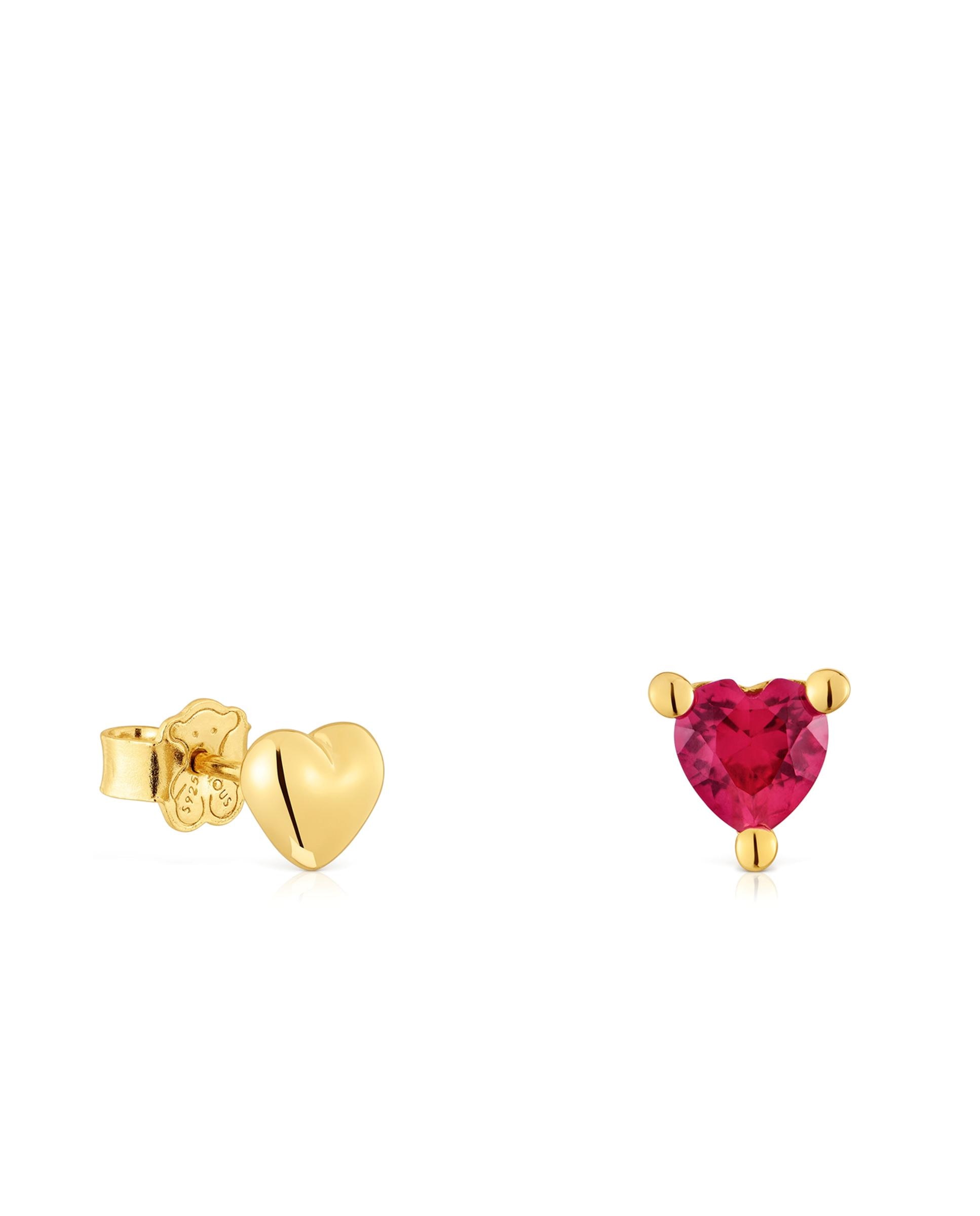 Brincos Garden Of Love Lgg Banhados em Ouro 18 Kt Sobre Prata e Rubi Criado em Laboratório Vermelho-1