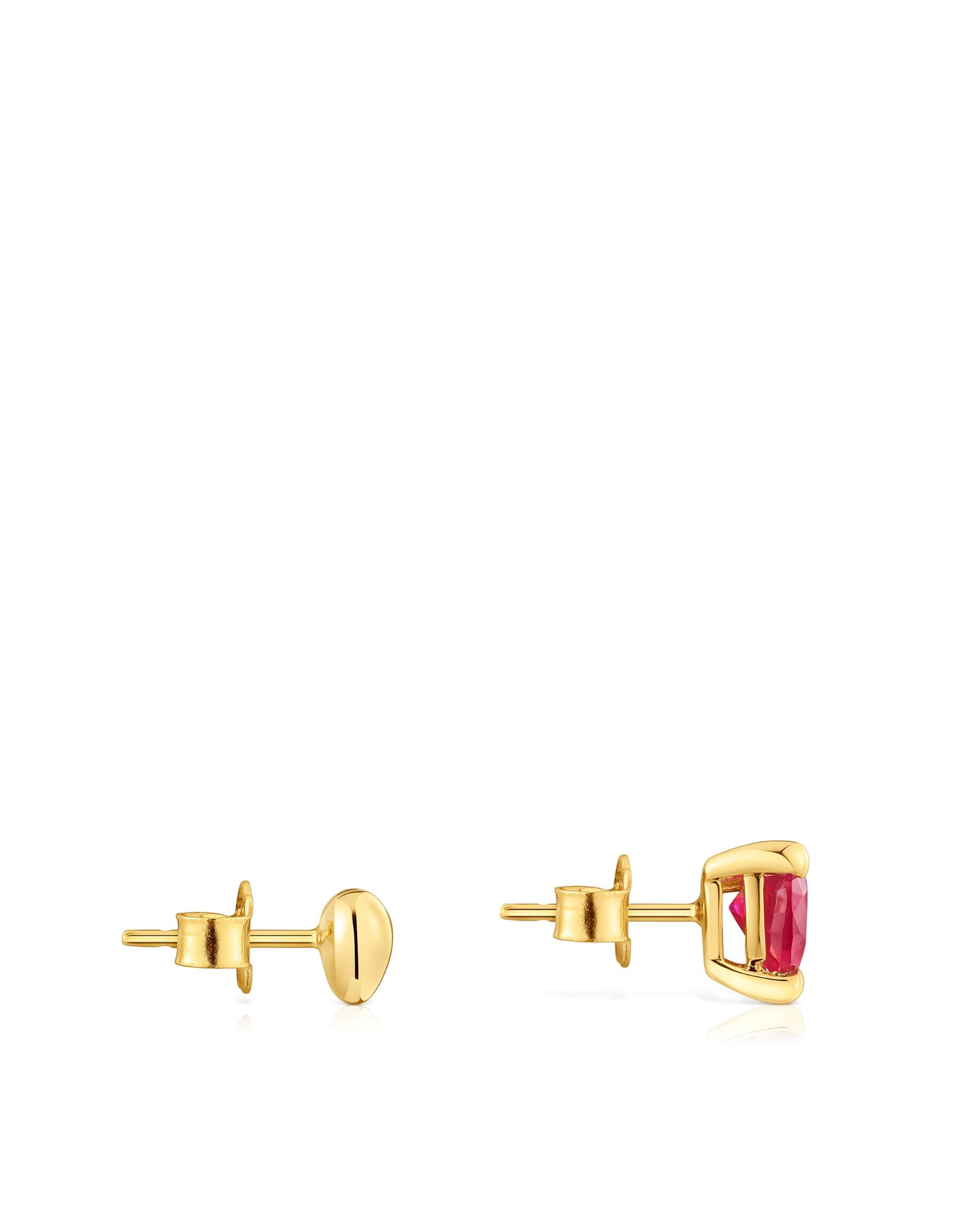 Brincos Garden Of Love Lgg Banhados em Ouro 18 Kt Sobre Prata e Rubi Criado em Laboratório Vermelho-2