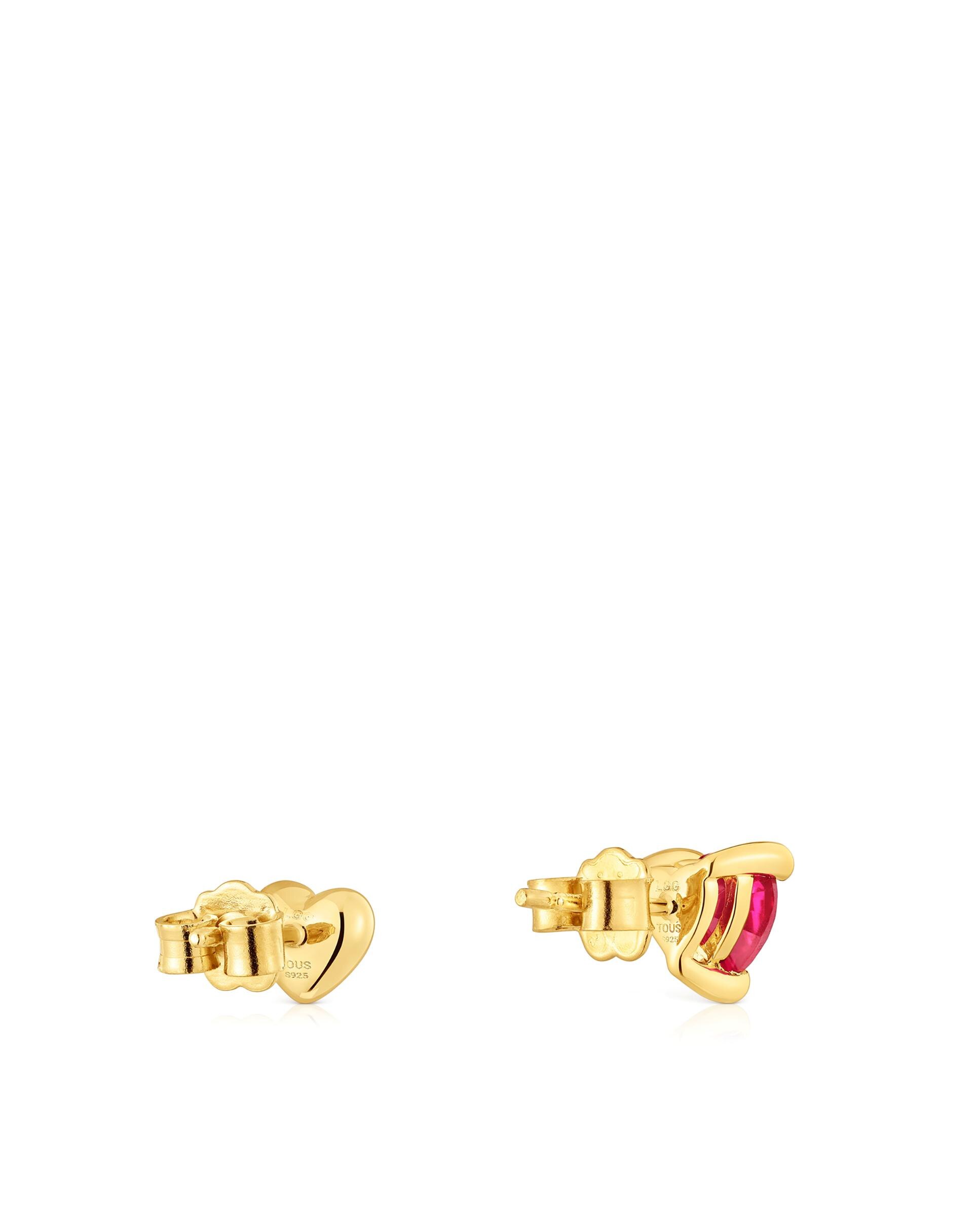 Brincos Garden Of Love Lgg Banhados em Ouro 18 Kt Sobre Prata e Rubi Criado em Laboratório Vermelho-3