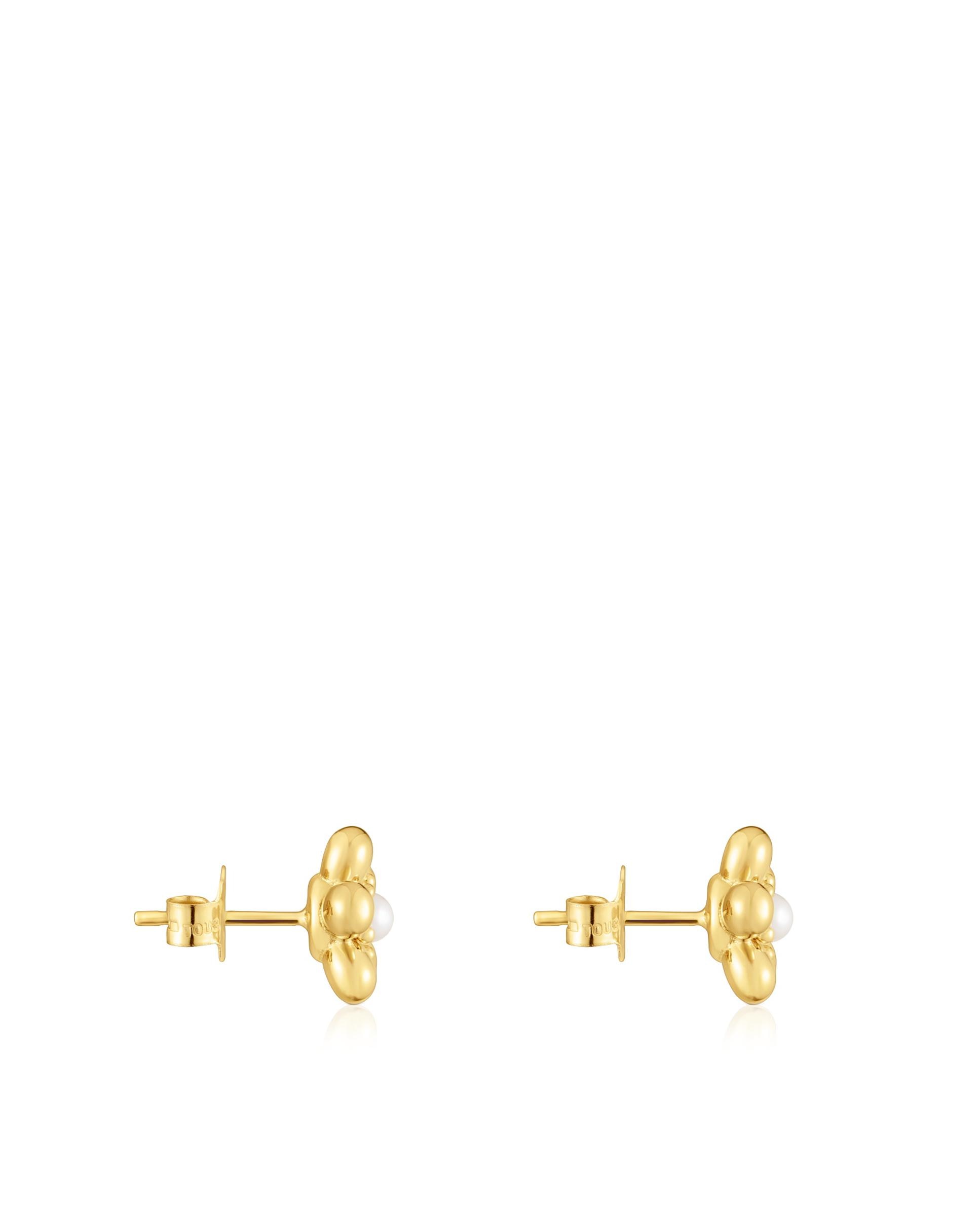 Brincos Daisy de Ouro e Pérolas de 10 Mm Branco-2