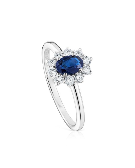 Imagem 0 de Anel Sweet Sapphire de Ouro Branco com Diamantes e Safiras
