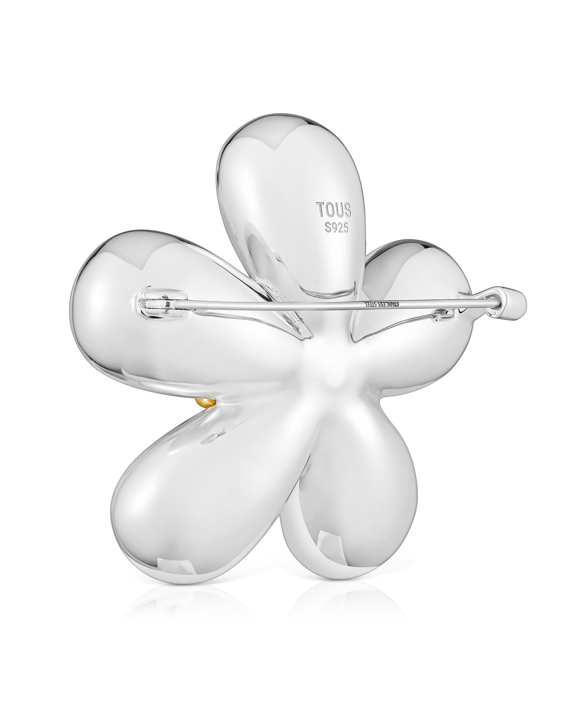 Broche Daisy Flor Bicolor e Pérola de 44 Mm Branco-3