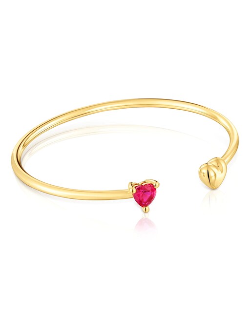 Imagem 0 de Pulseira Escrava Garden Of Love LGG  Banhada em Ouro 18 kt sobre Prata e Rubi Criado em Laboratório