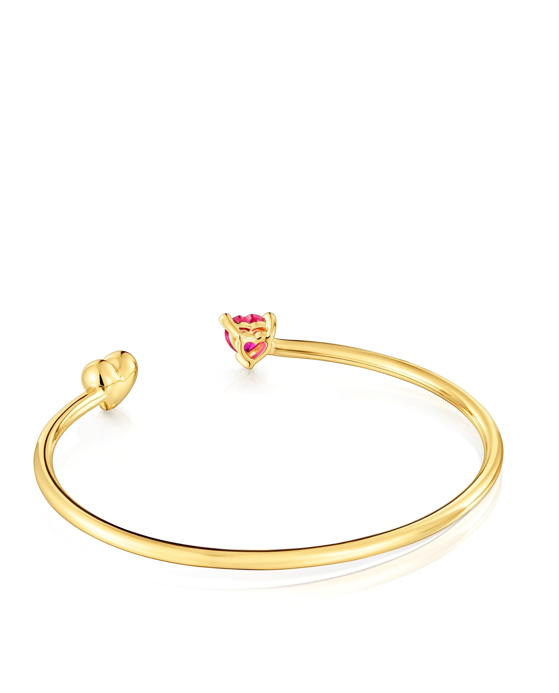 Pulseira Rígida Garden Of Love Lgg Banhada a Ouro 18 Kt Sobre Prata e Rubi Criado em Laboratório Vermelho-3