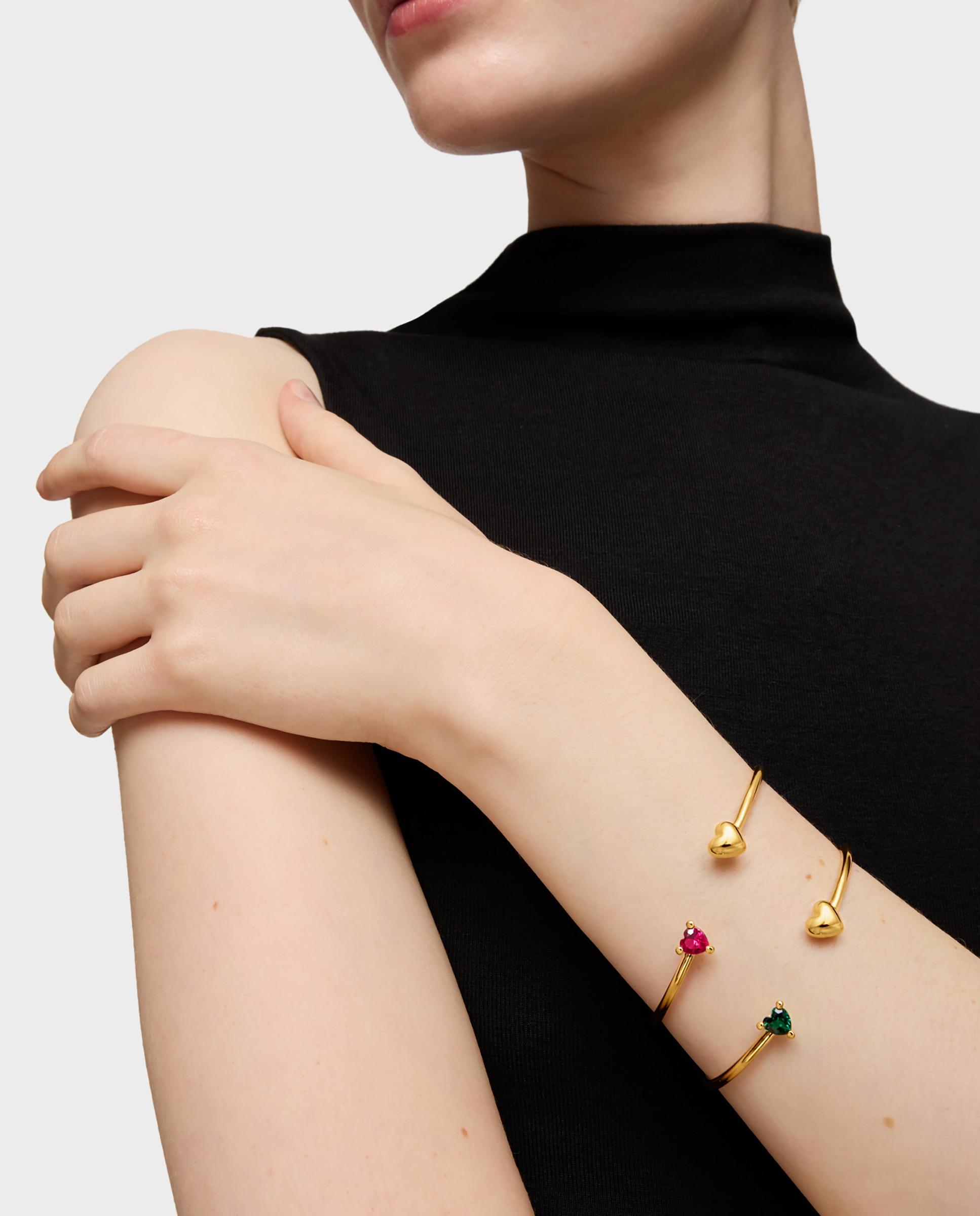 Pulseira Rígida Garden Of Love Lgg Banhada a Ouro 18 Kt Sobre Prata e Rubi Criado em Laboratório Vermelho-5
