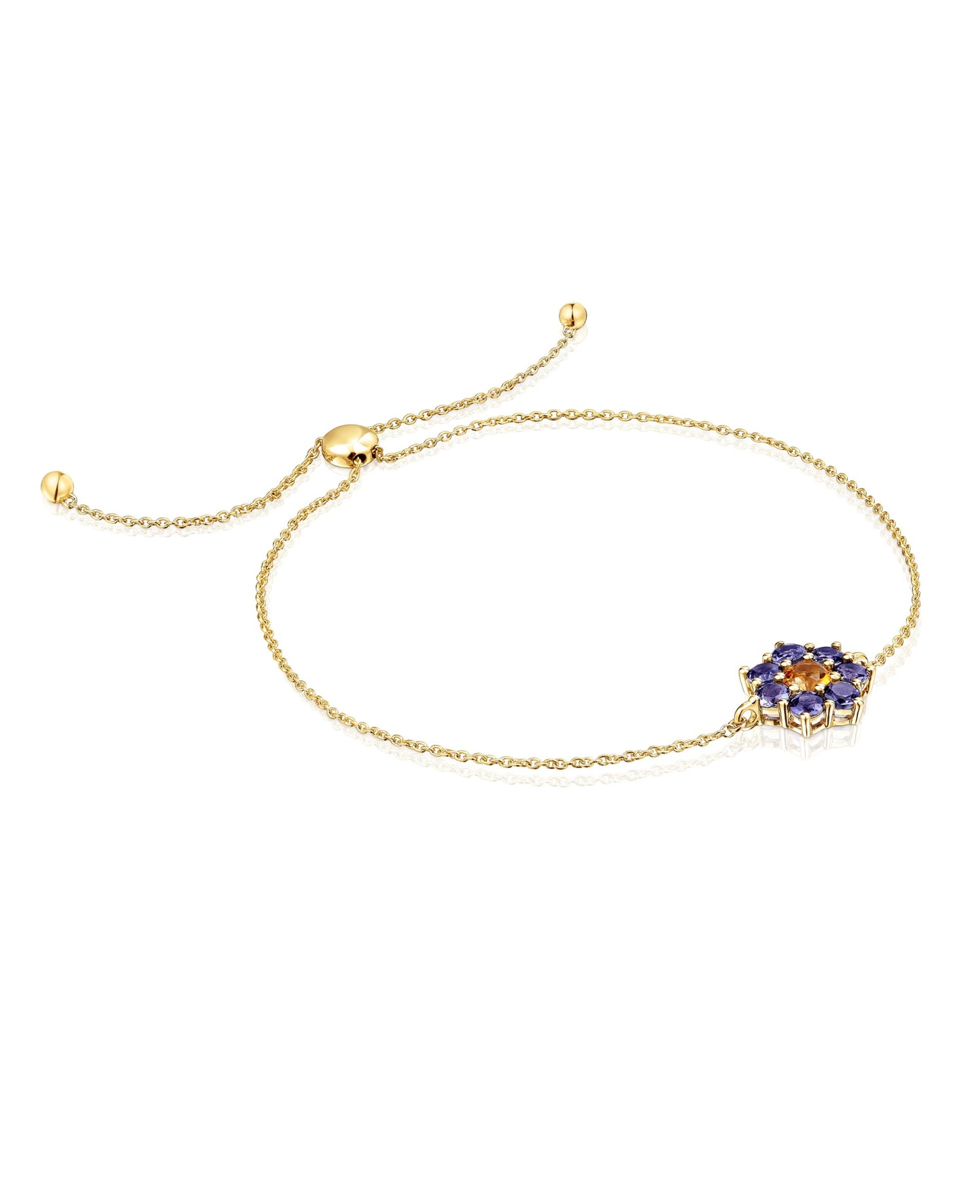 Pulseira de Corrente Daisy de Ouro e Gemas Multicolor-1