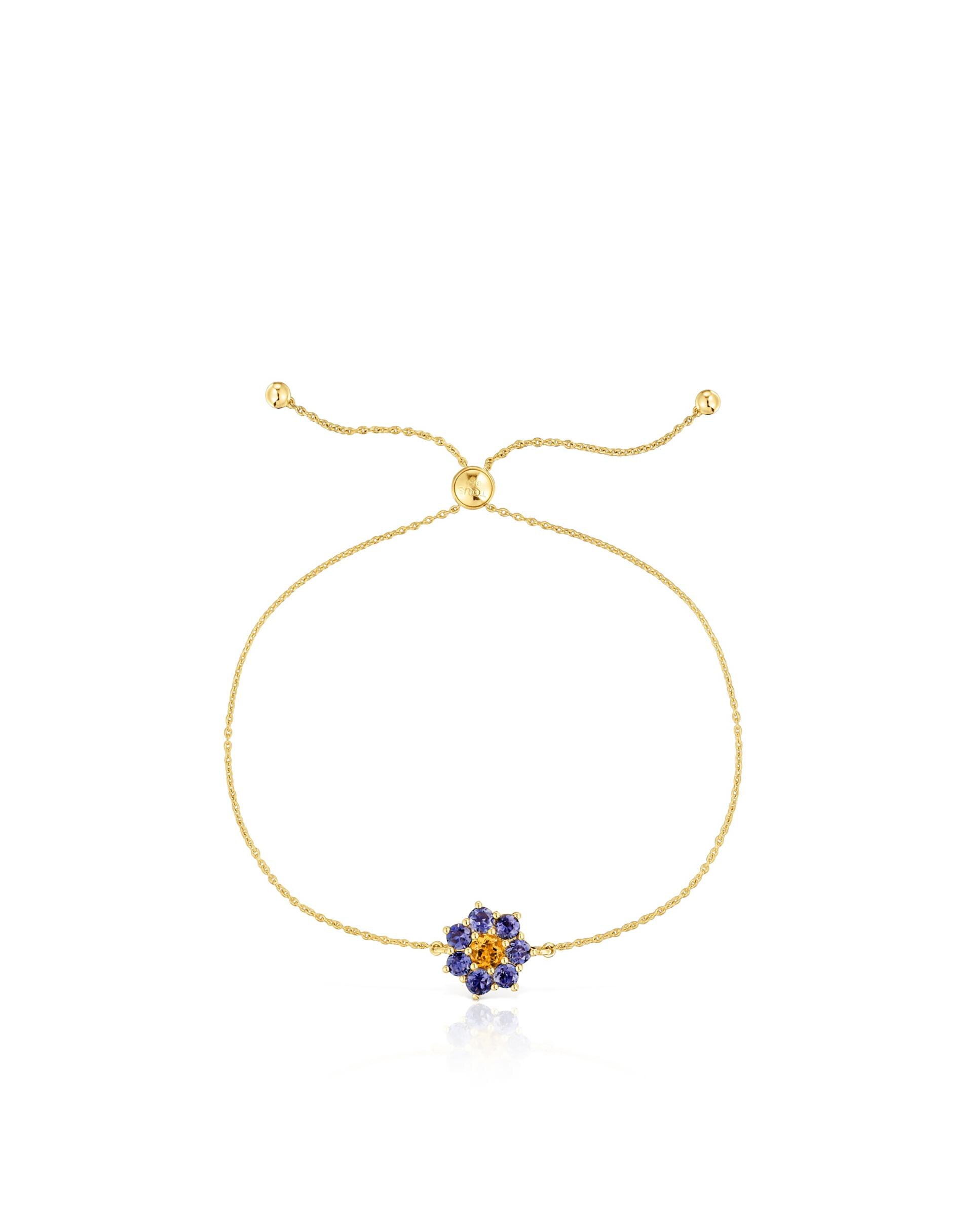 Pulseira de Corrente Daisy de Ouro e Gemas Multicolor-2