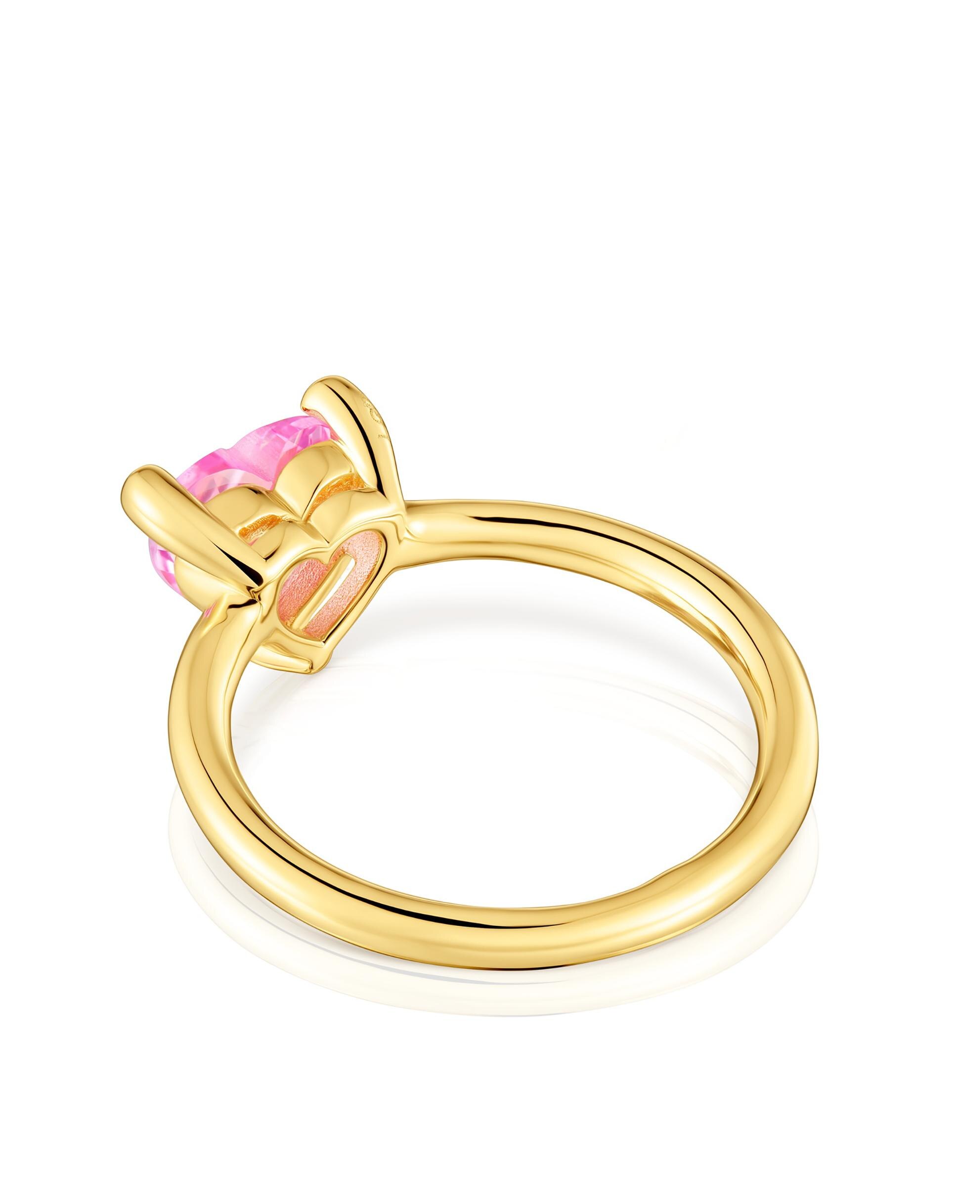 Anel Garden Of Love Lgg Banhado a Ouro 18 Kt Sobre Prata e Safira Criada em Laboratório Rosa-3
