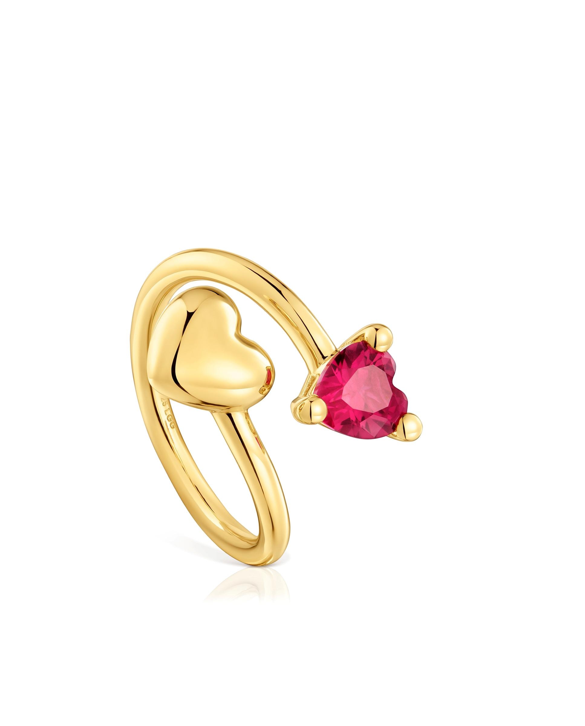 Anel com Pedras Garden Of Love Lgg Banhado a Ouro 18 Kt Sobre Prata e Rubi Criado em Laboratório Vermelho-1