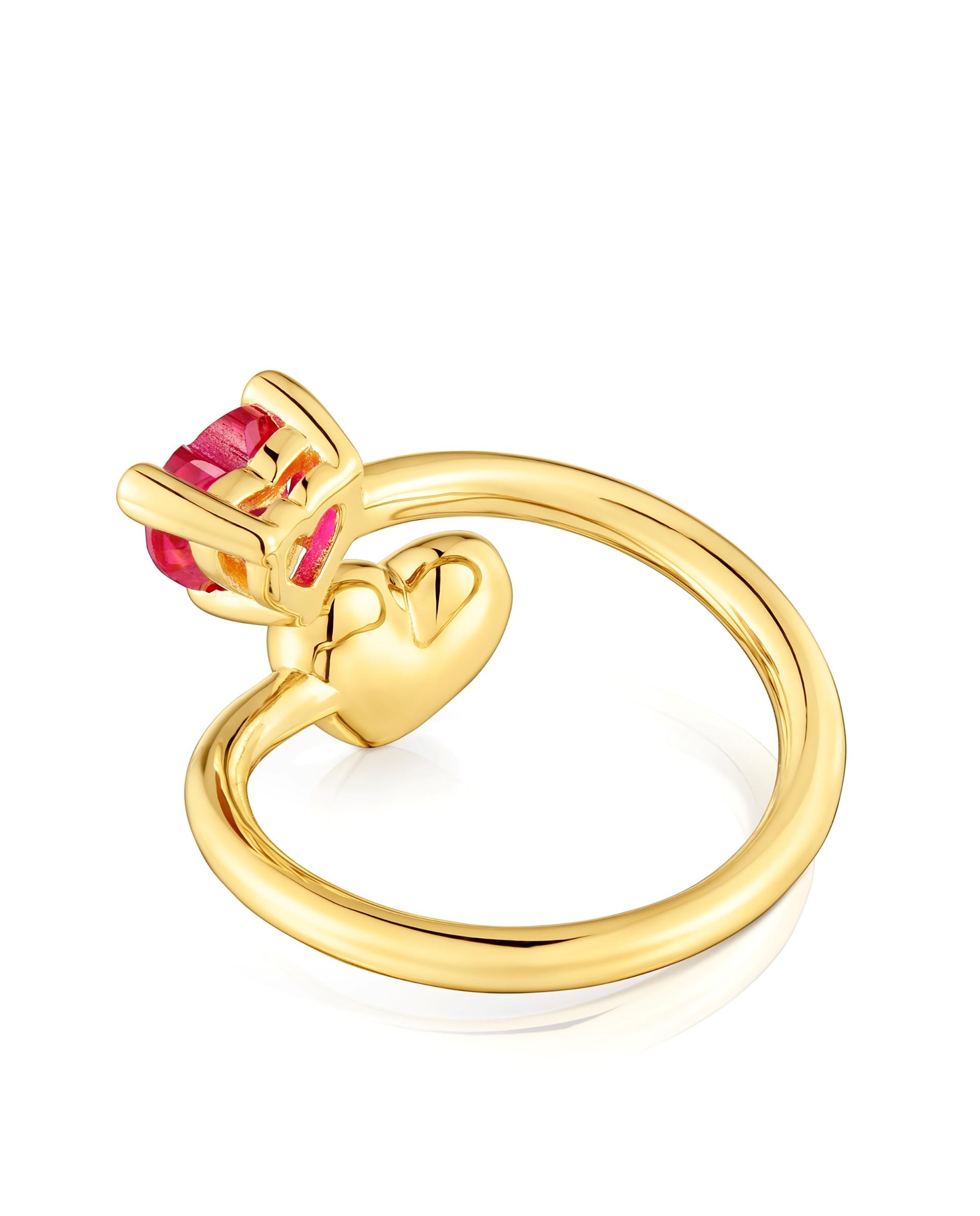 Anel com Pedras Garden Of Love Lgg Banhado a Ouro 18 Kt Sobre Prata e Rubi Criado em Laboratório Vermelho-3