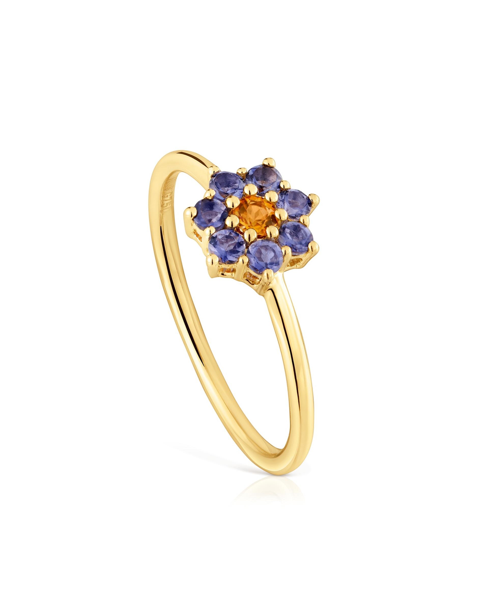 Anel Daisy de Ouro e Gemas Multicolor-1