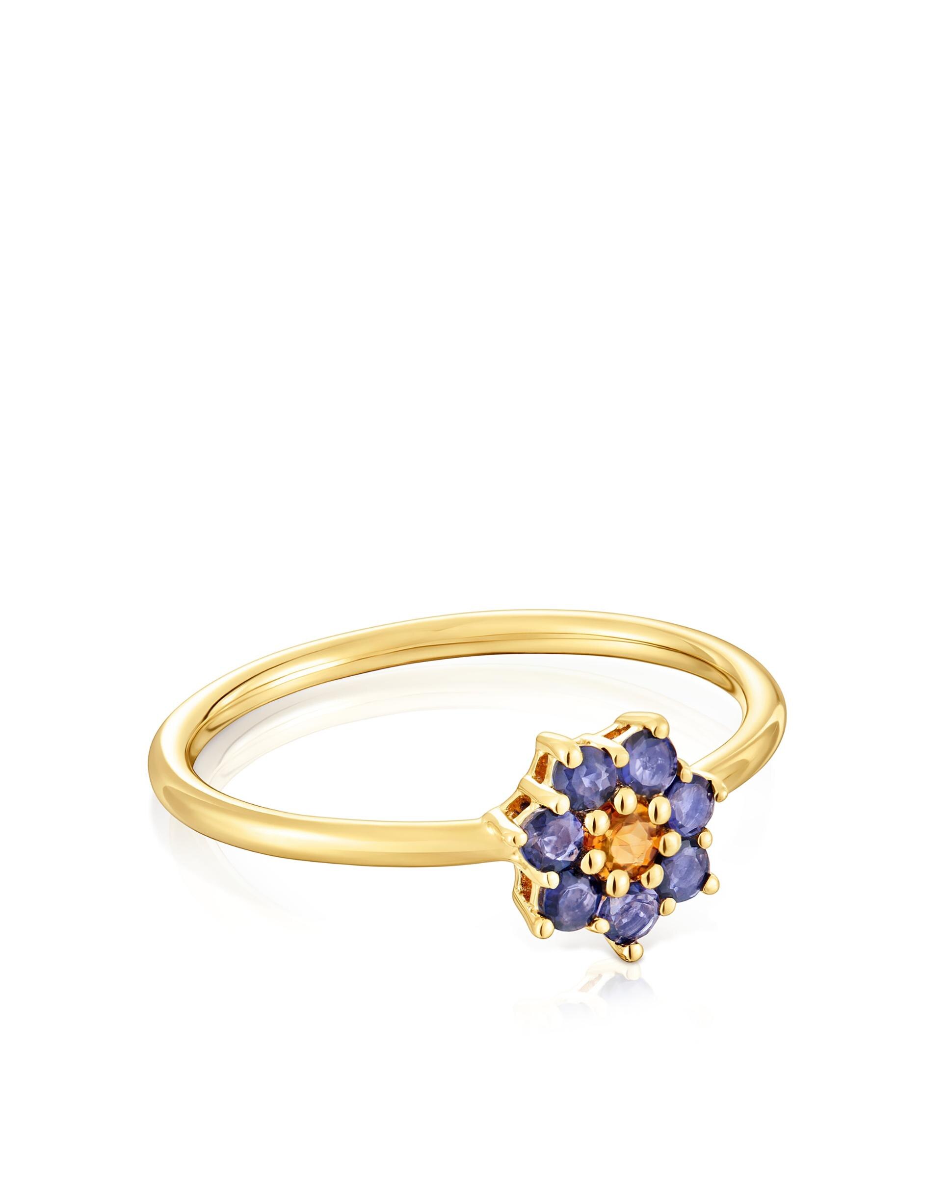 Anel Daisy de Ouro e Gemas Multicolor-2
